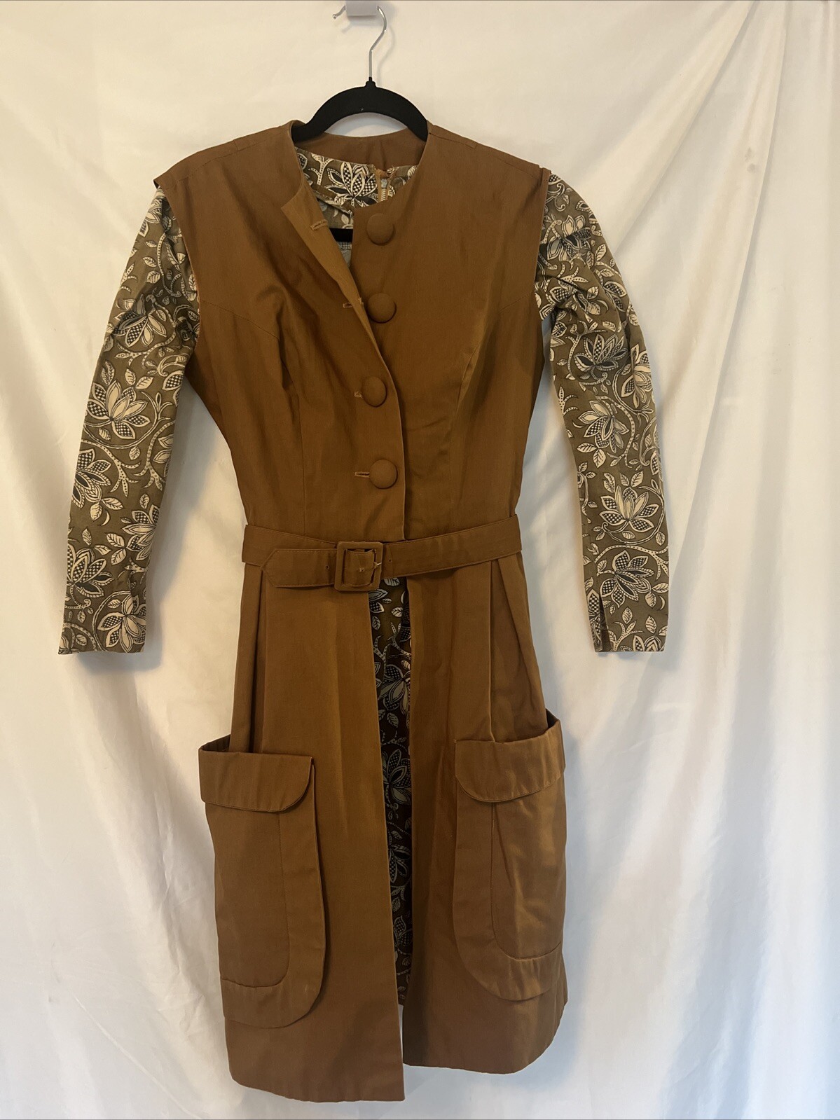 Vintage Woman’s 2 Piece Dress Suit Handmade 1940s? Belt XSmall Amazing Fashion