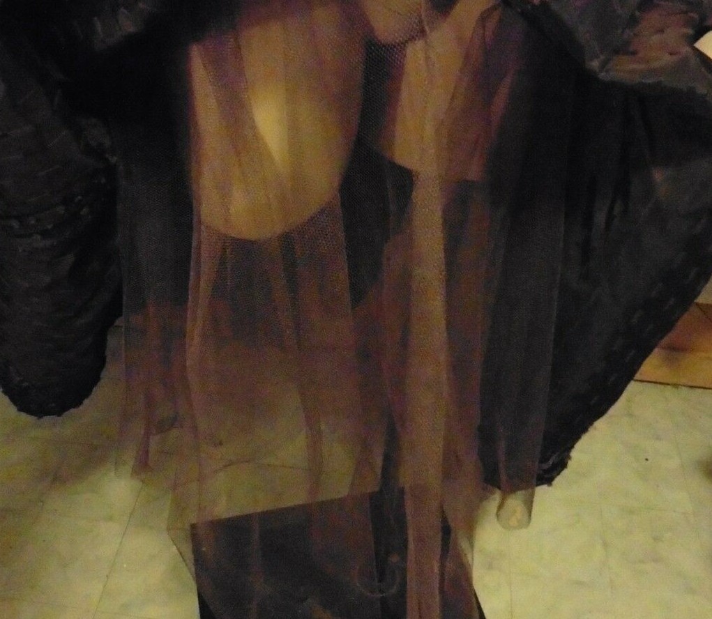 40s Dark Chocolate Brown Drop Waist Tufted Nubby Taffeta Party Dress sz S