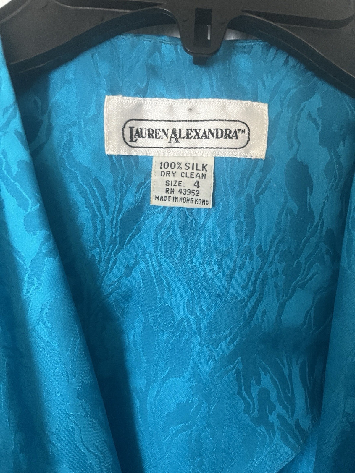 1980s Teal 100% Silk Wrap Midi Dress by Lauren Alexandra Vintage 4 approx XXS 00
