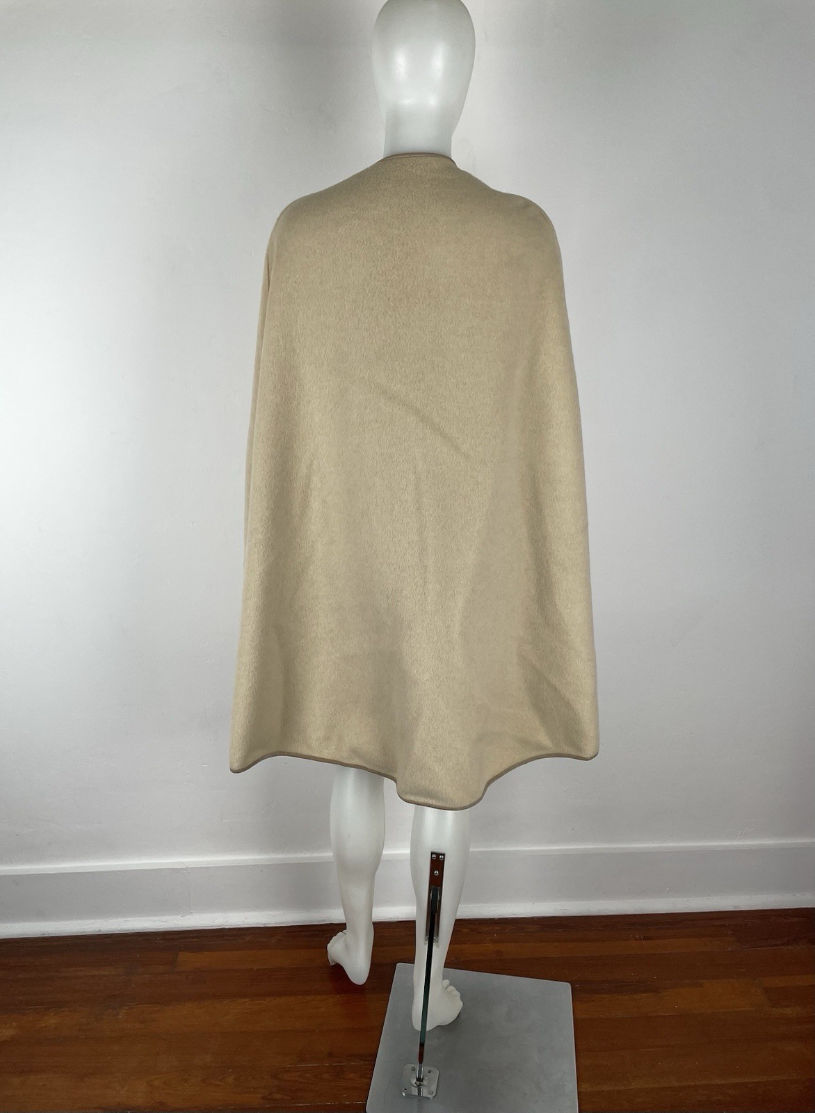 VTG 60s Cape Wool Leather Trim Ring Zipper ILGWU (SEE FLAWS