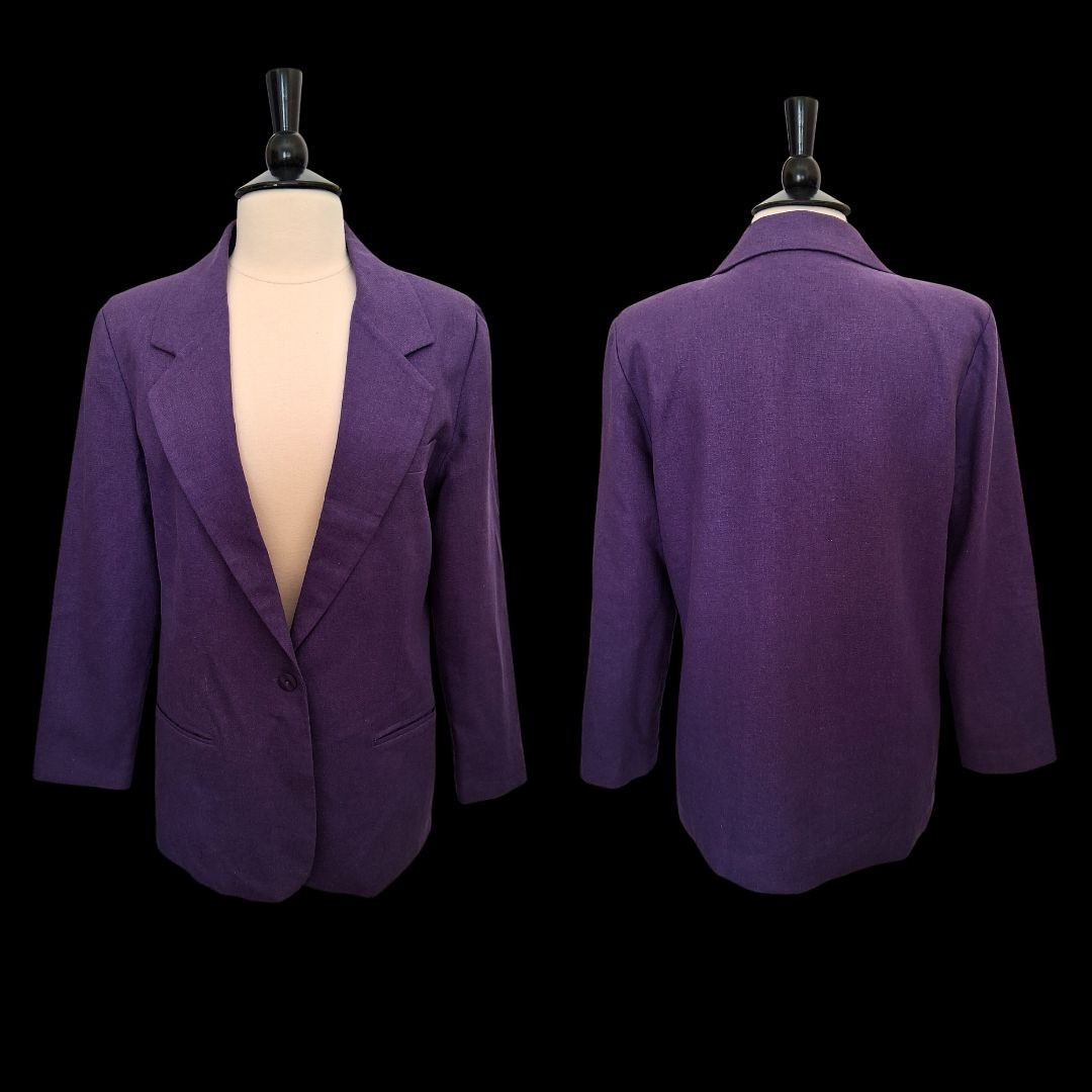 1990’s dark purple medium long sleeve oversized blazer jacket gently used