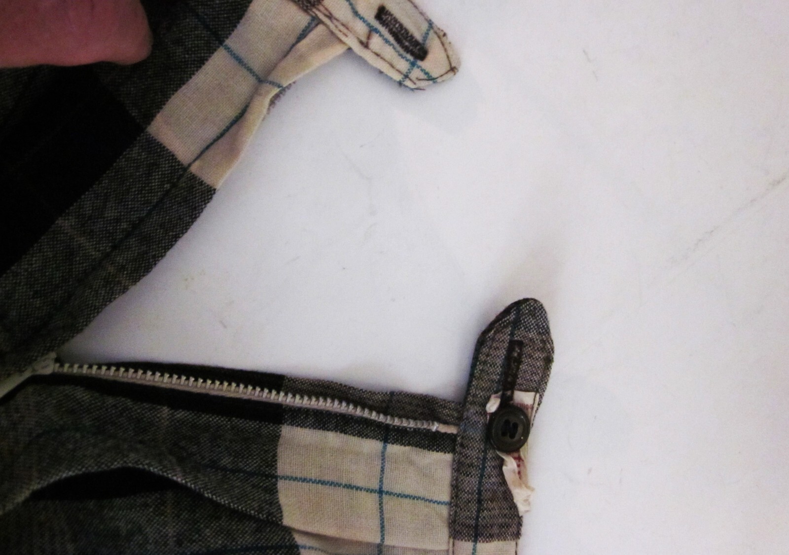 Century of Boston Reversible Brown/Cream Plaid Wool Blend Skirt Sz. 29″ Waist