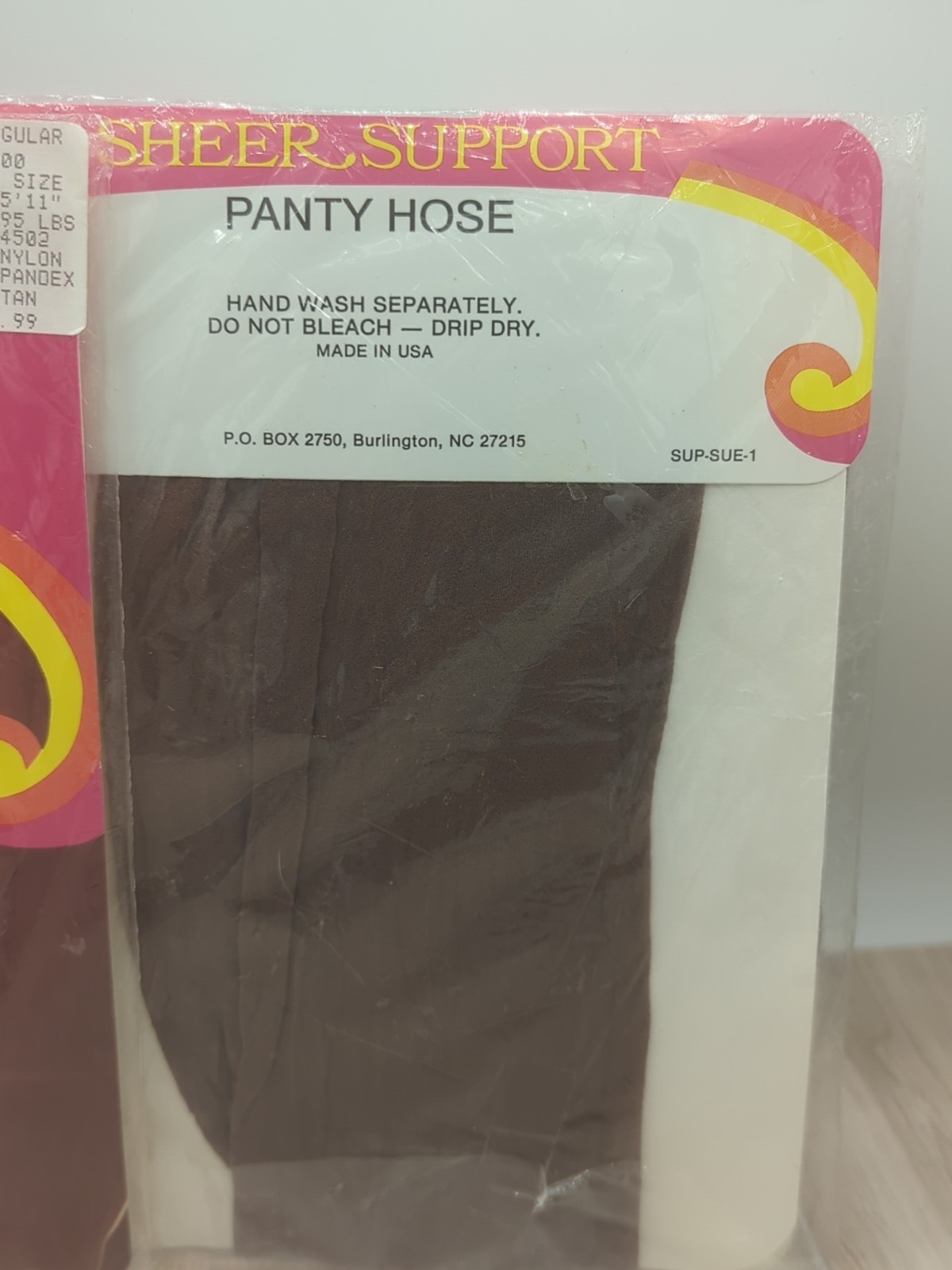 Burlington Sheer Support Vintage Pantyhose Queen Tan/Brown USA Made