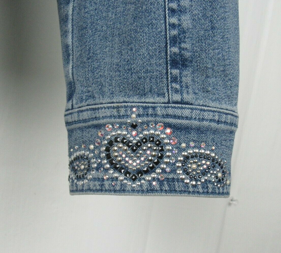 VTG 1990s CHRISTINE ALEXANDER SMALL JEAN JACKET BLING SWAROVSKI CRYSTALS