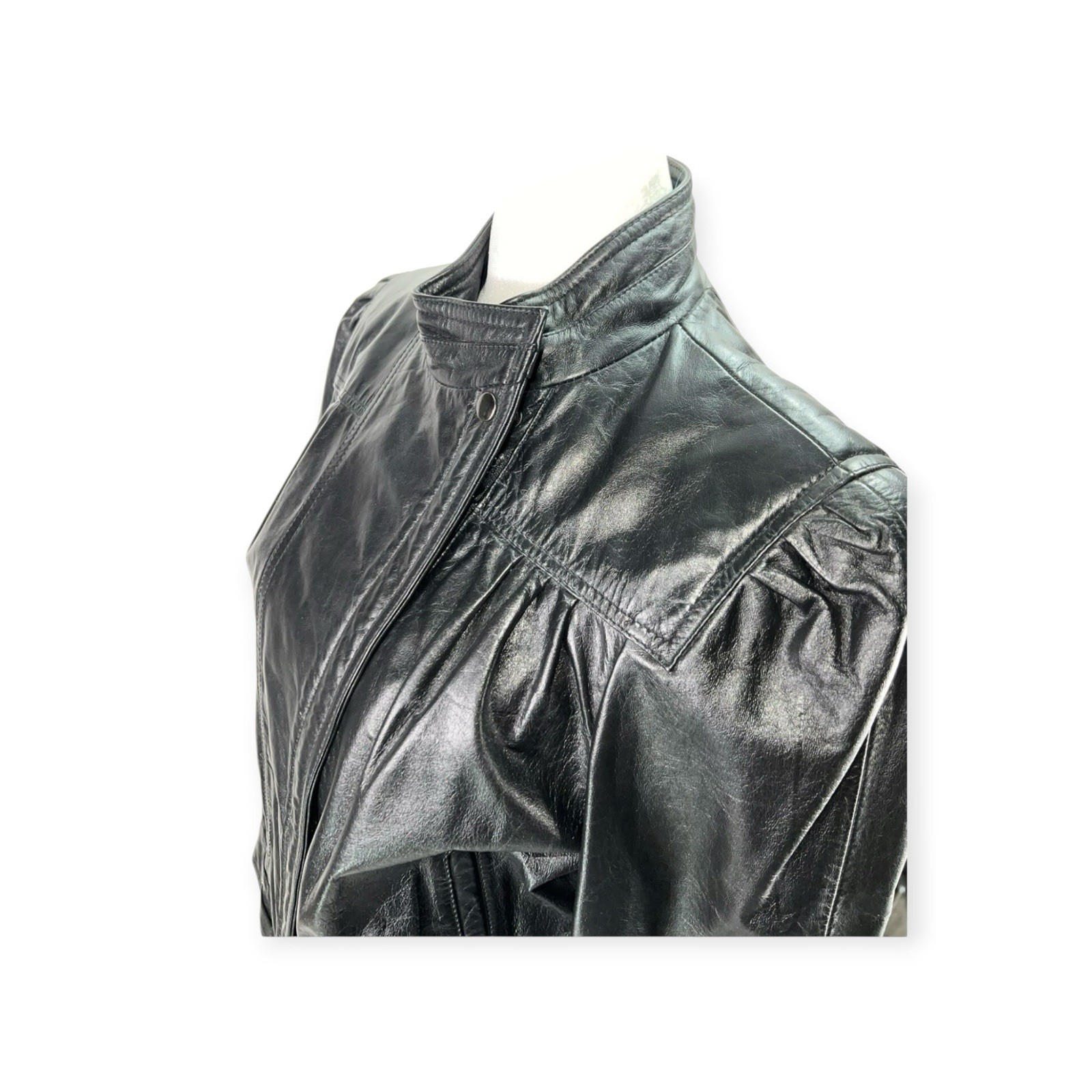VTG 80s NEW WAVE LEATHER THRILLER JACKET PUNK ROCK GOTH HALLOWEEN BIKER EDGY EMO