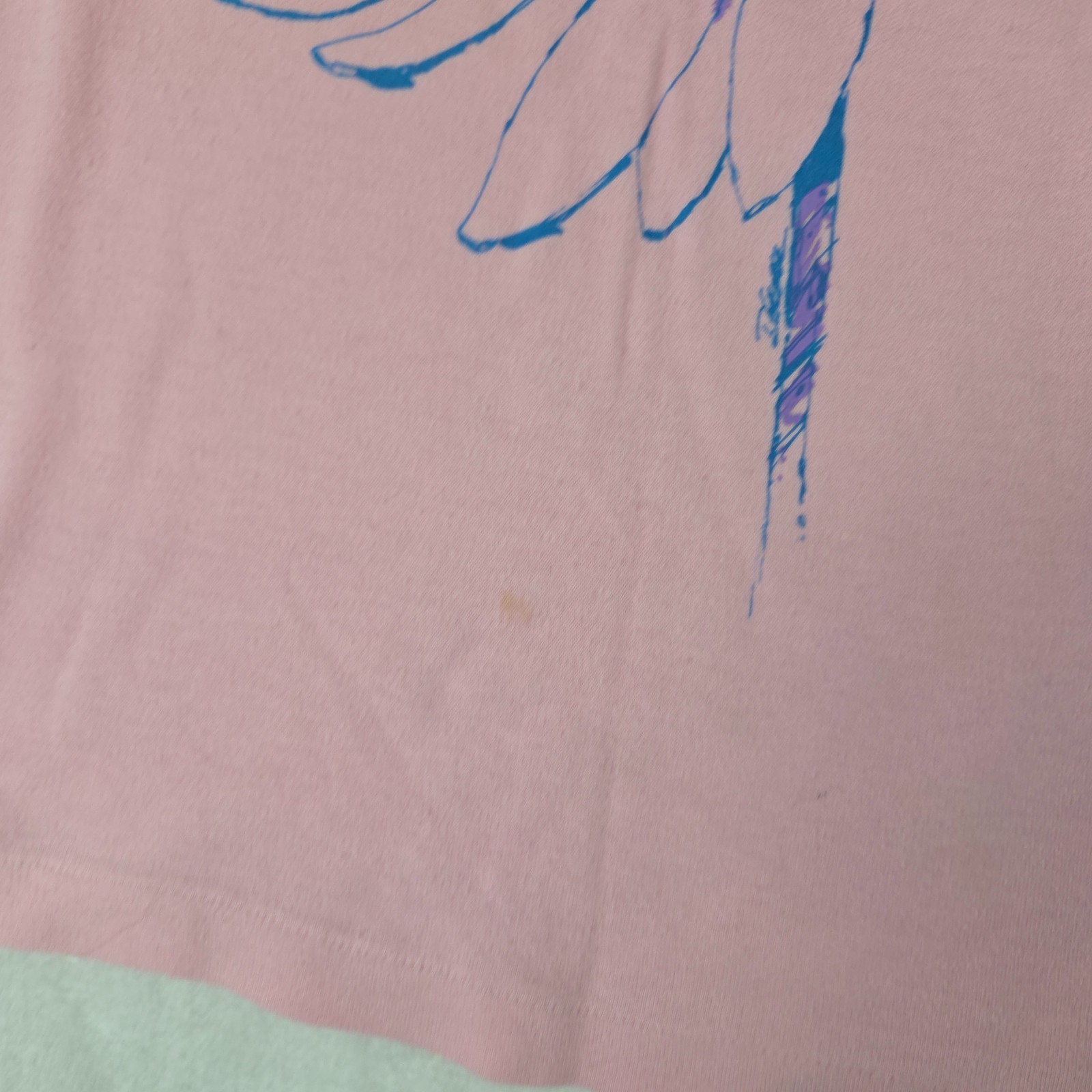 VTG 1982 Women’s Baby Tee Graphic Shirt Sz Lg 50/50 USA Made Butterfly Flower