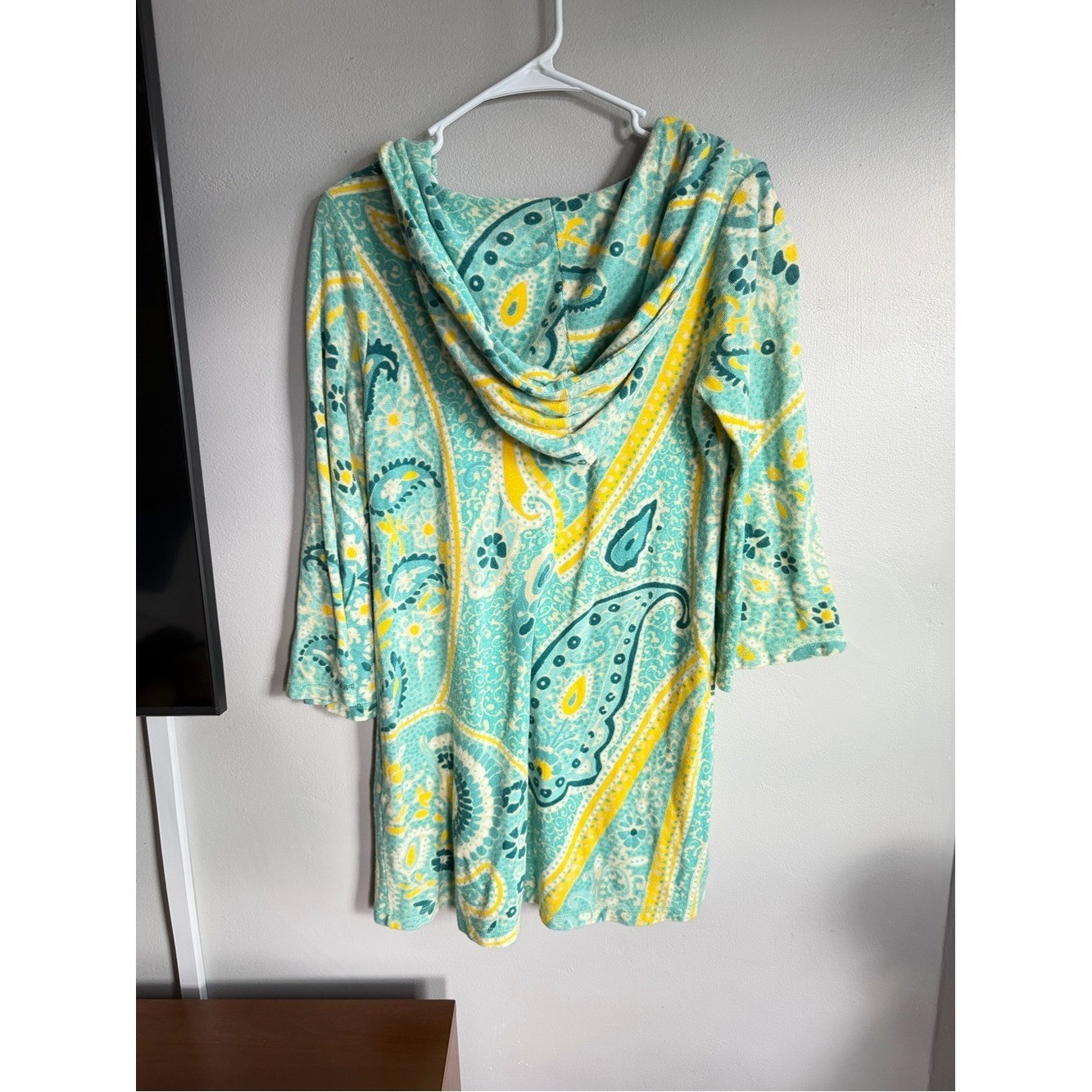 Vintage Y2K Juicy Couture Terry Cloth Paisley Coverup S Blue Green Yellow