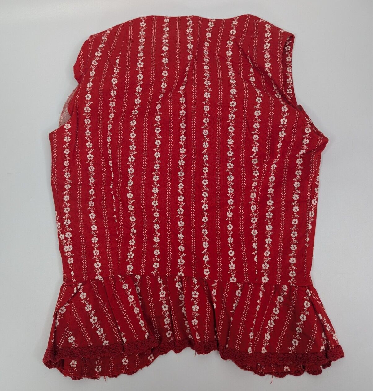 Vintage Lucie Linden Red Floral 3pc Vest Top Skirt Shorts Set Size 48