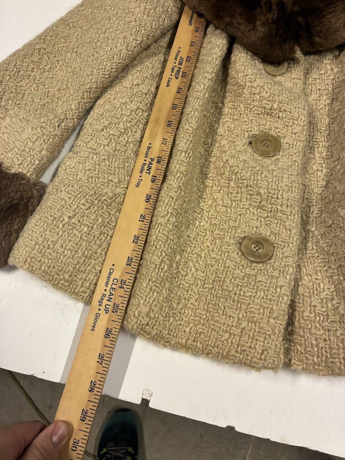 Vtg 70s Forstmann Coat with Fur Collar and Cuffs Wool Blend 3 Button Up