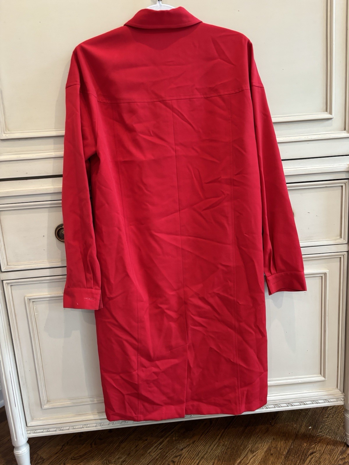 Vintage 1990s Wool Talbots Red Collared Midi Dress Long Sleeve Size 10