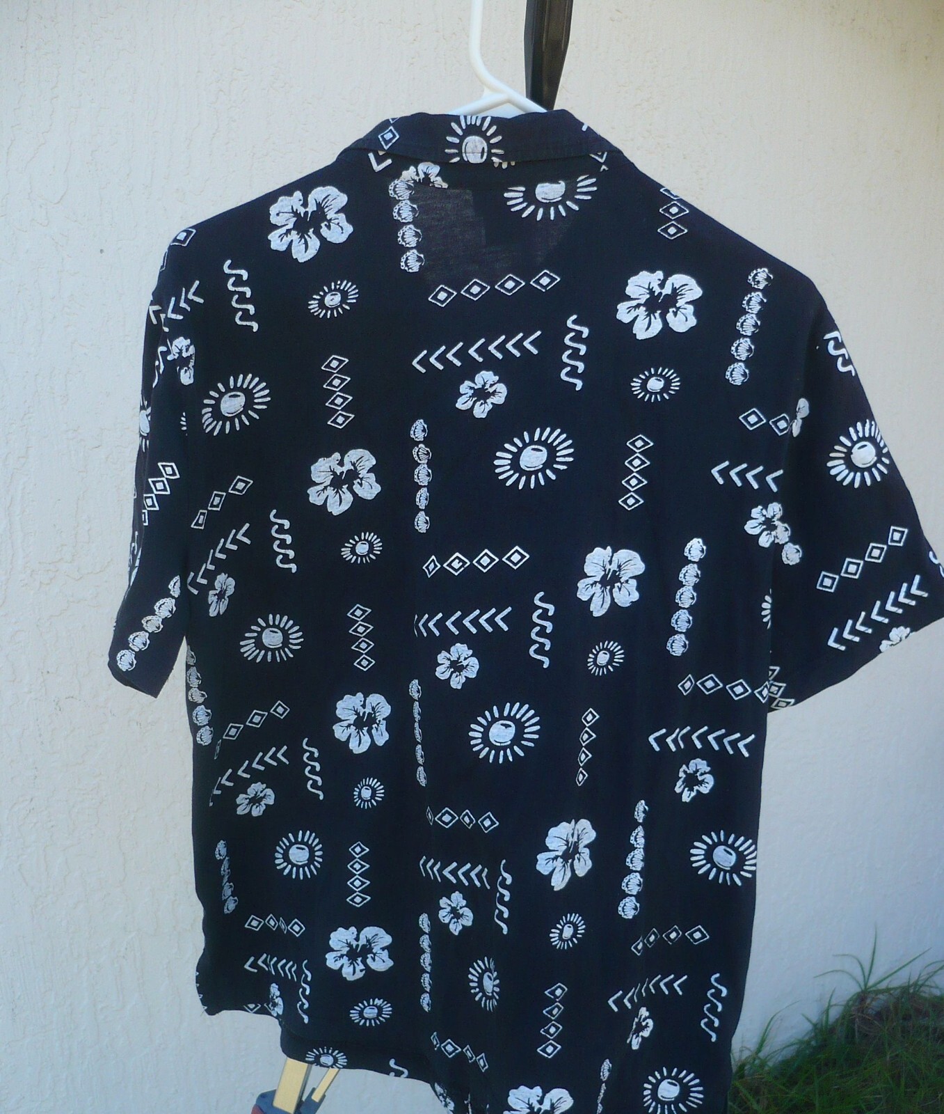 VTG BEACH SHIRT SUN SEA SHELL PRINT BLOUSE WOMEN TROPICAL P L XL HIBISCUS PETITE