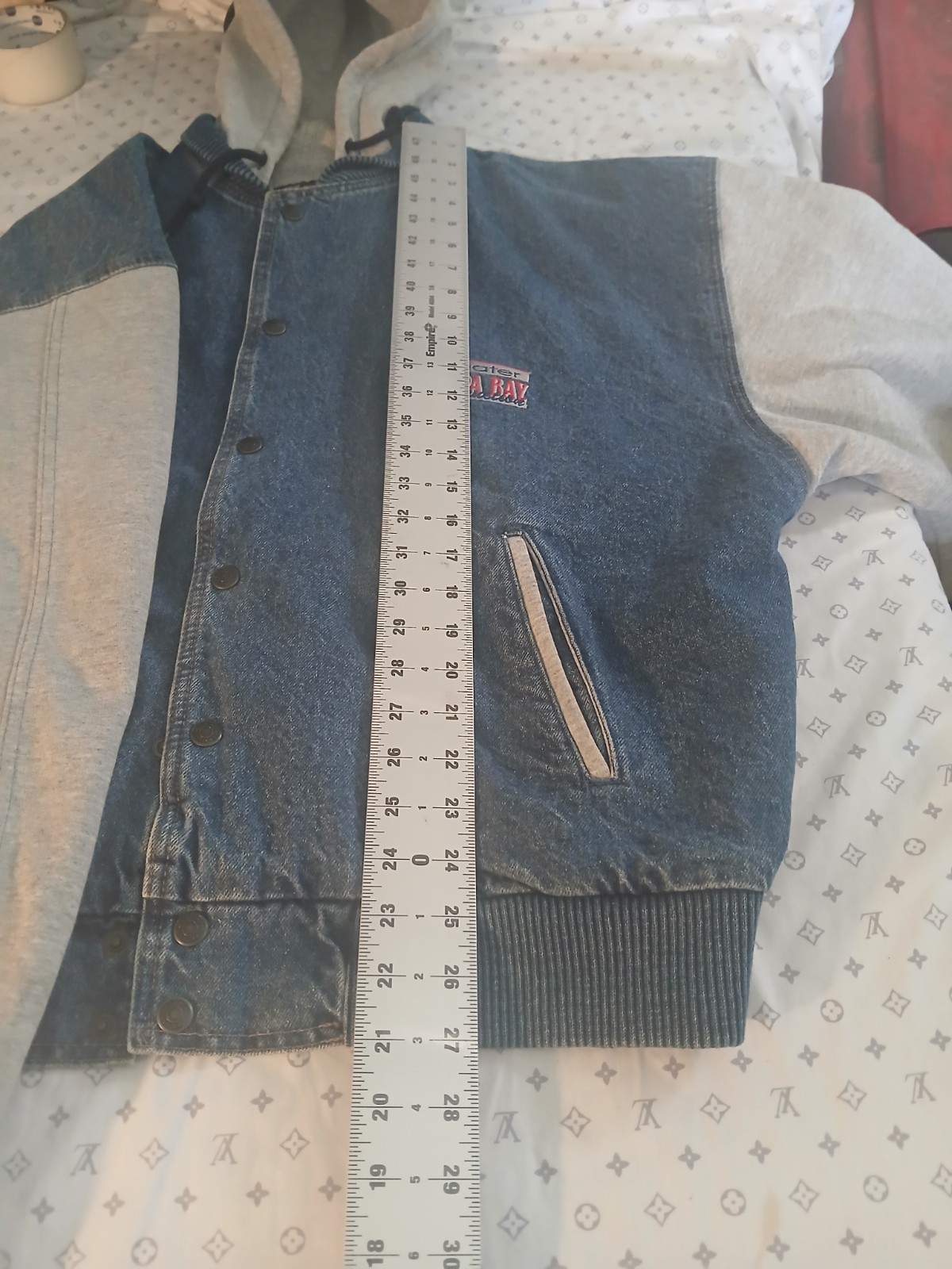 Vintage 1990s International Denim colour block jean jacket, size XL Tampa Bay