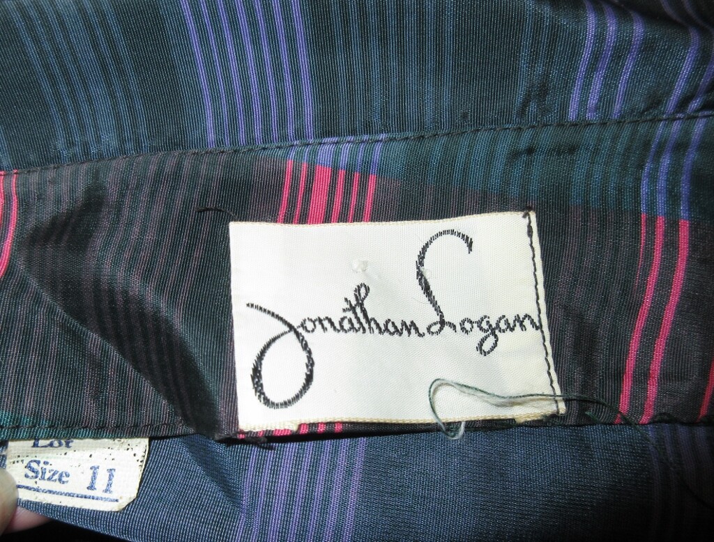 VTG 50’s Jonathan Logan Dress Rockabilly Satin Stripe Pleated 11 32/24/36 Plaid