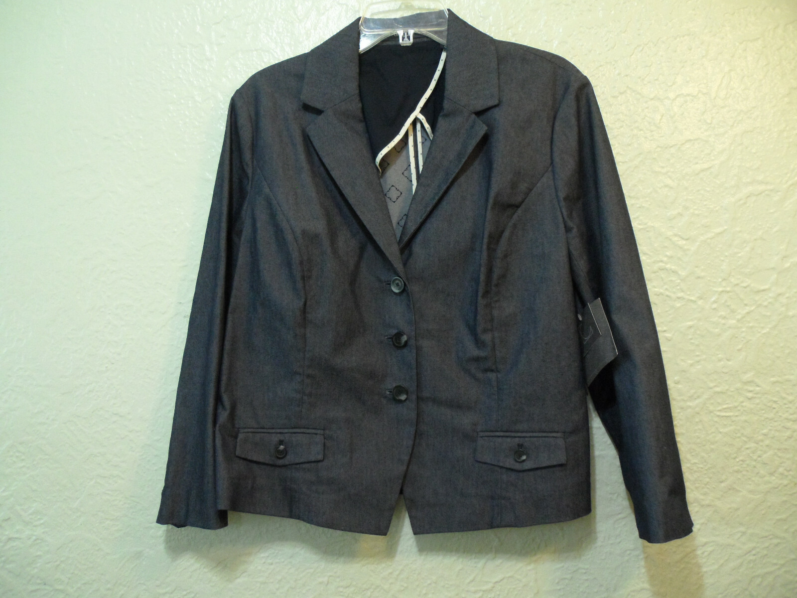 Liz Claiborne Denim Jacket 3 Button Blue Blazer Stretch Sz 16 NWT $139