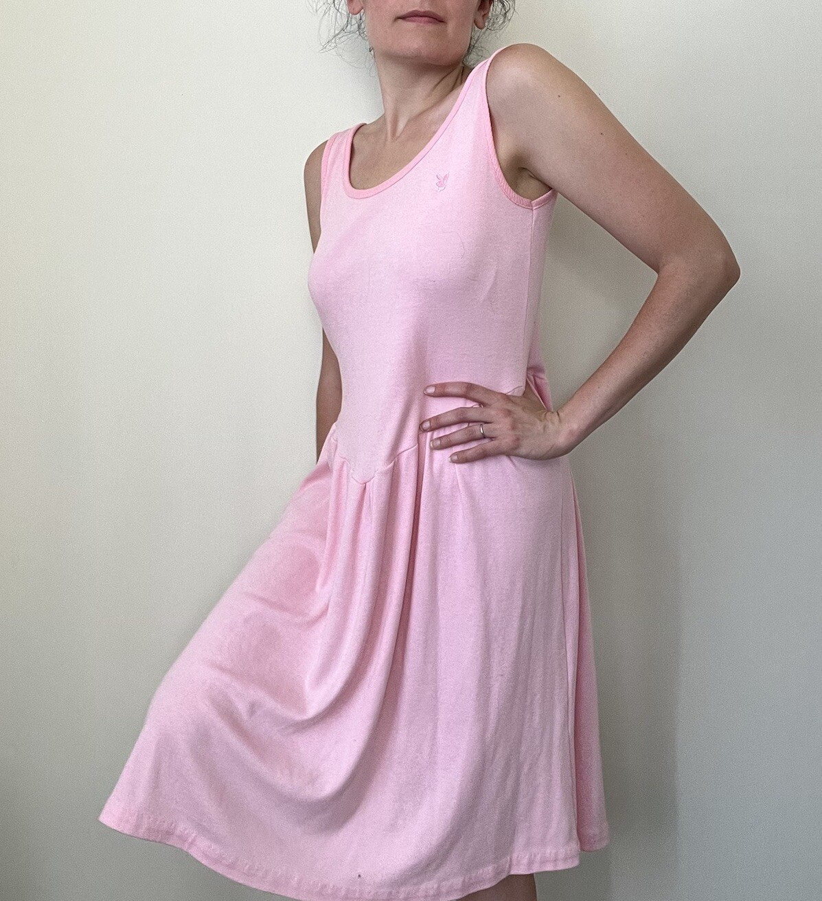 Vintage 1990s PLAYMATE Playboy PINK sleep Dress Nightgown Cover Up Bunny