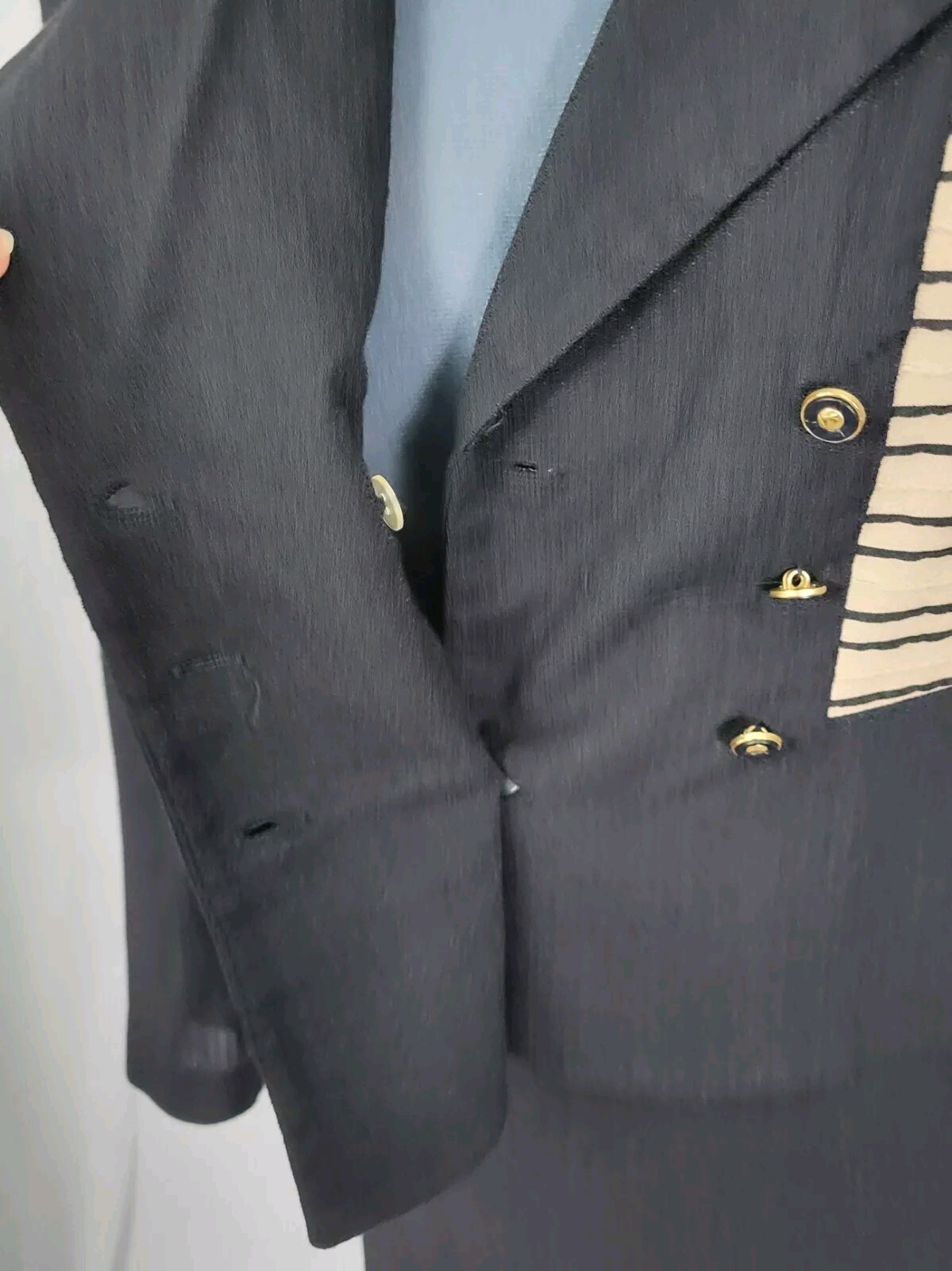 Vintage JSJ Petites Black & Tan 2-Piece Jacket & Skirt Set Size 8P