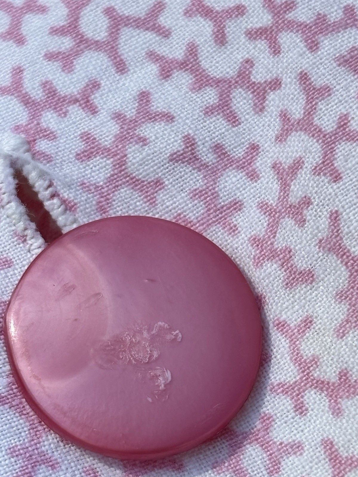 VTG 1950s House Dress Wife Pink COTTON Button Pocket Lace XL 42x42x48 43″Long