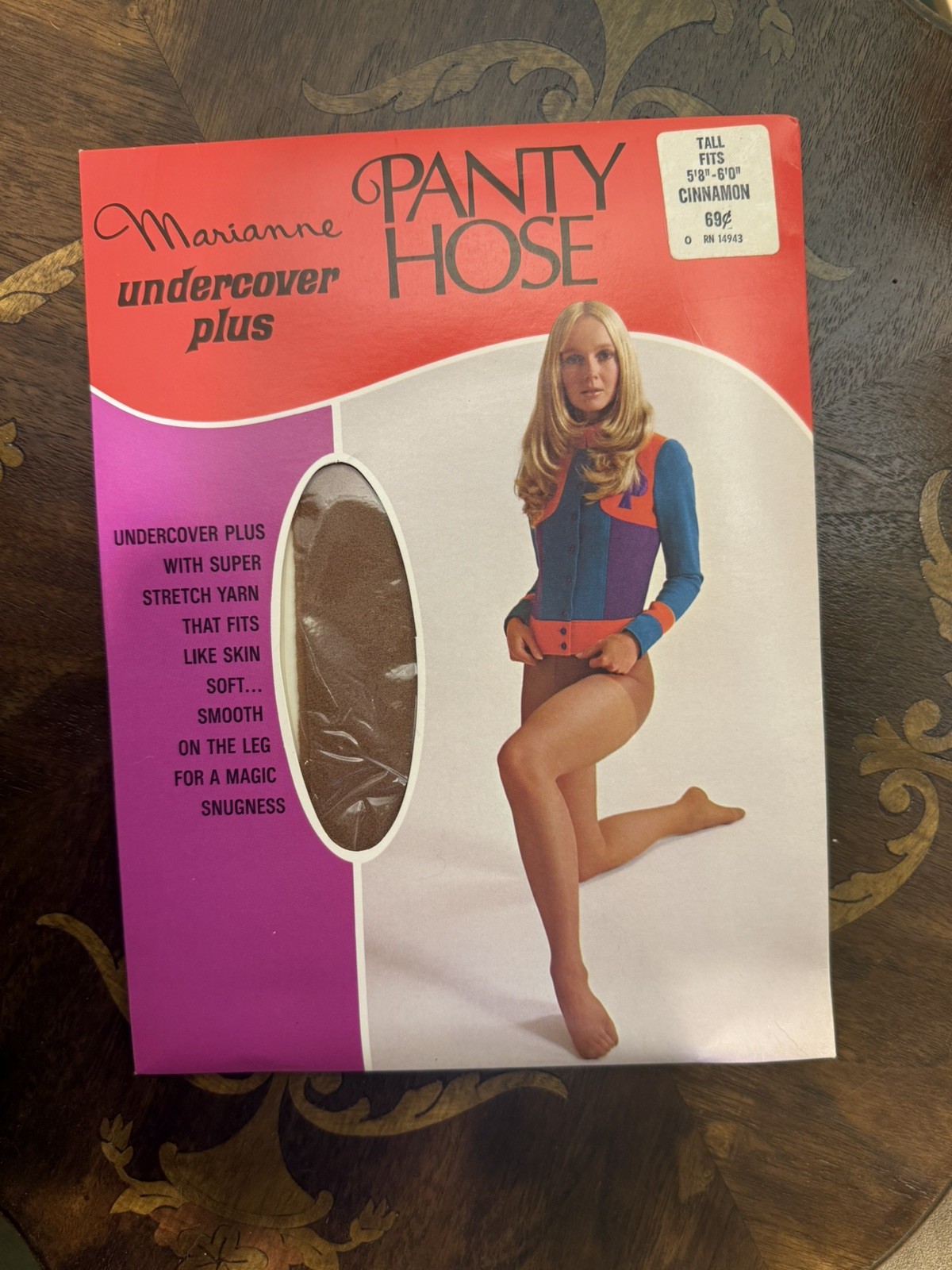 NEW Vintage sheer Pantyhose by Marianne cinnamon (Size Tall) 5’8″-6’ NIP NOS