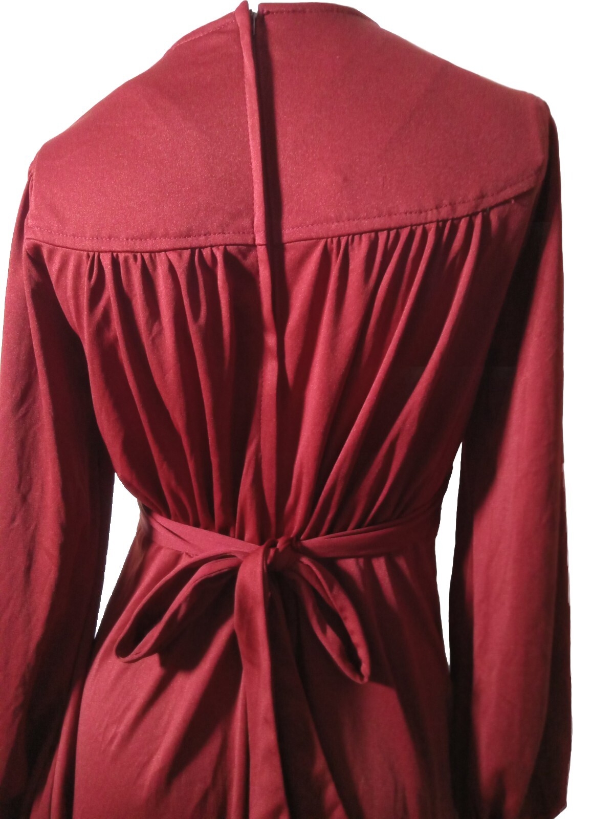 1980s Rags By Kressandra Vintage Wine Red Long Sleeve dress Size 7 Womens Strap