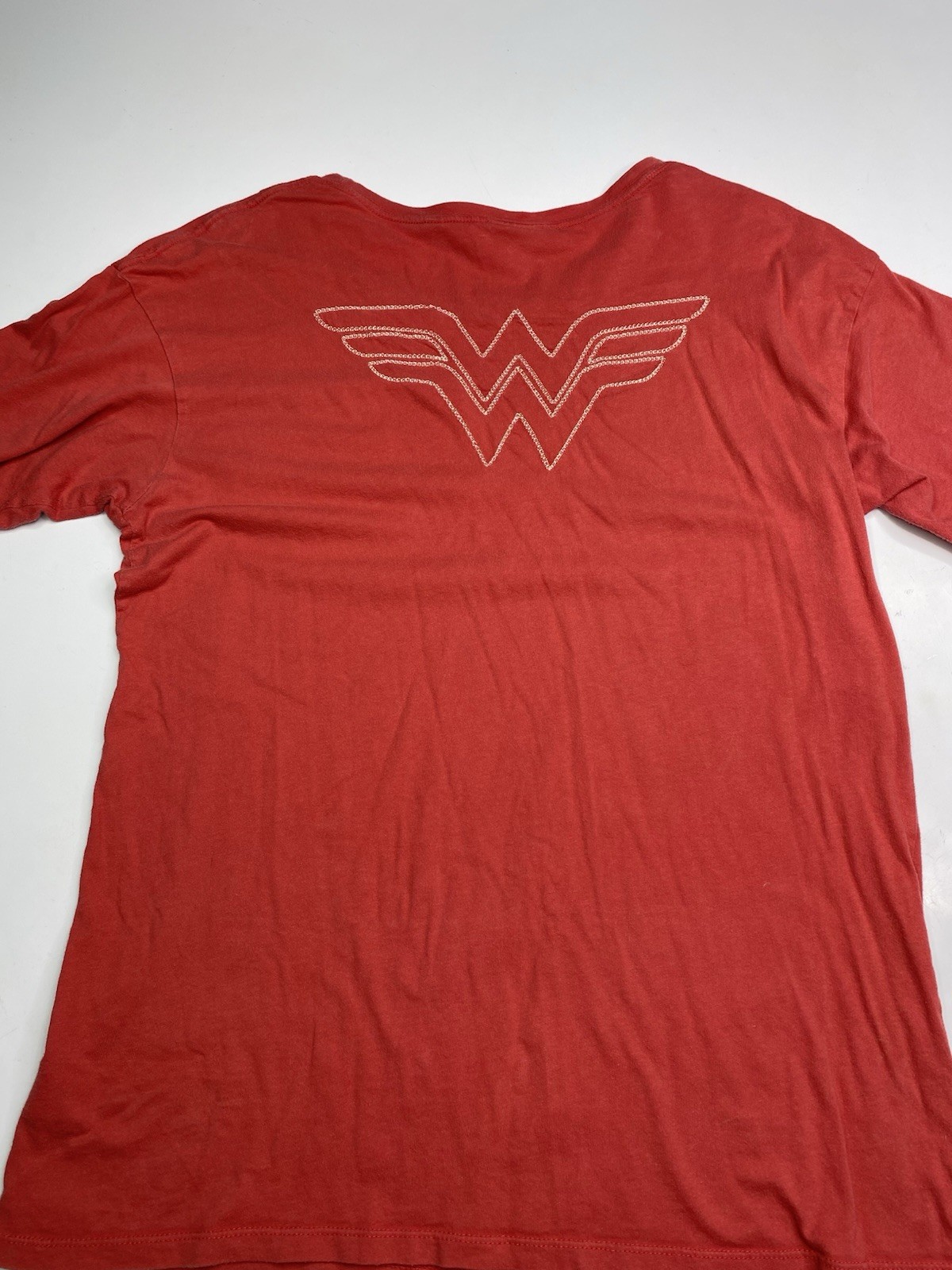 Vintage Junk Food Embroidered Wonder Woman Size M T-Shirt Red Made In USA