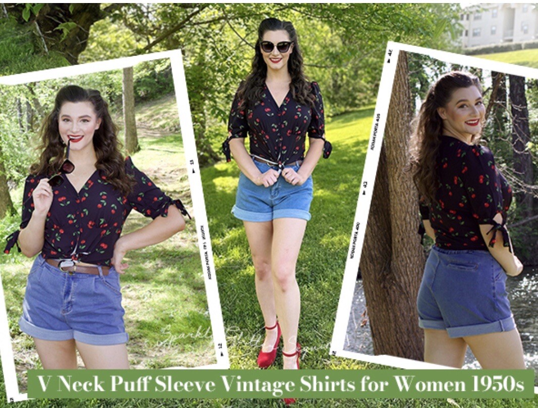 Belle Poque Pin-Up “Cherries” Blouse Size M 1950s Vintage Rock A Billy Style NWT