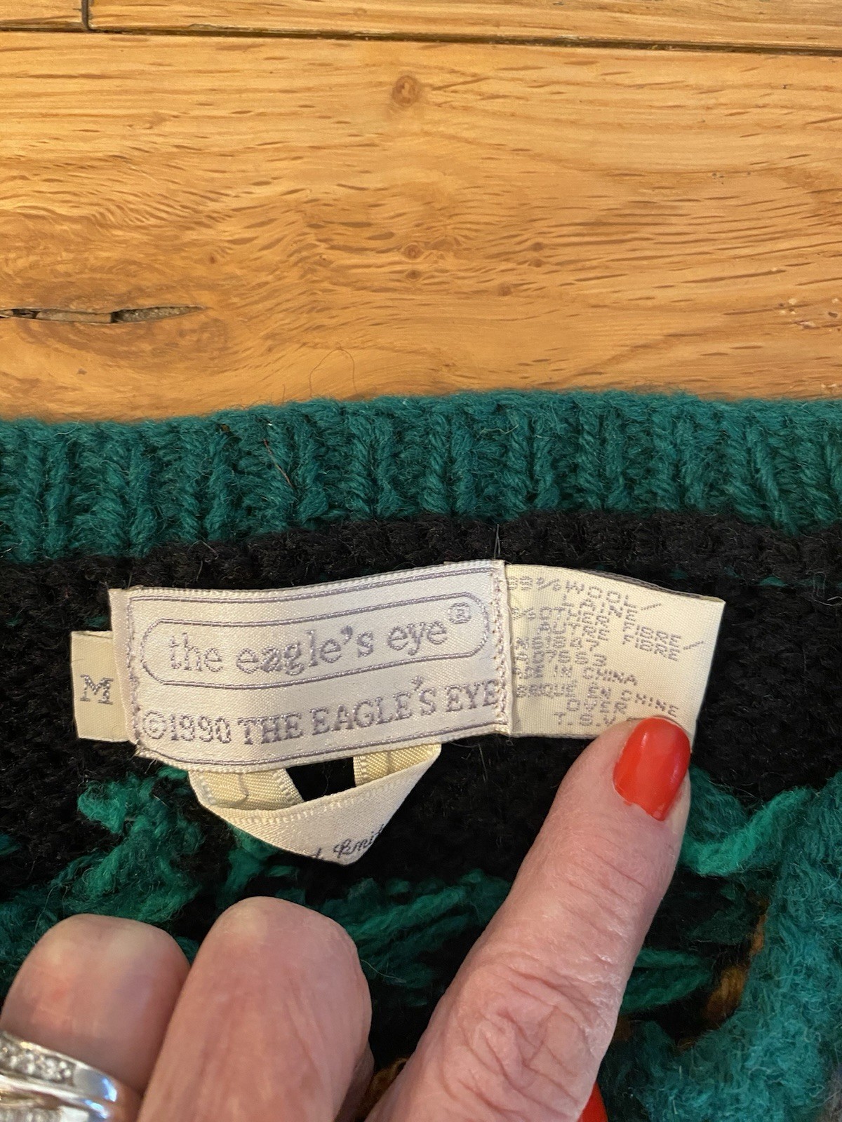 VTG THE EAGLE’S EYE HAND KNIT „AND A PARTRIDGE IN A PEAR TREE” CARDIGAN M