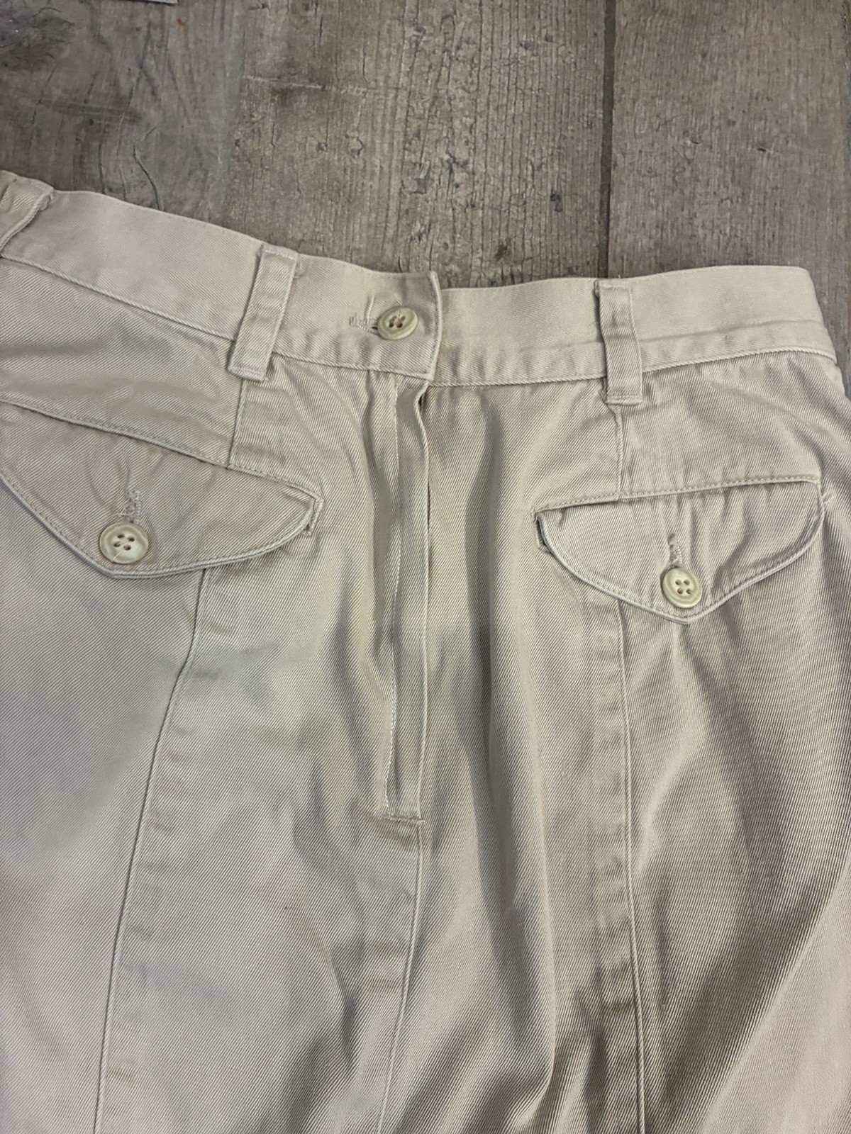 Vintage 80s Banana Republic Safari Khaki Mini Skirt Womens 8 Utility Modern XS