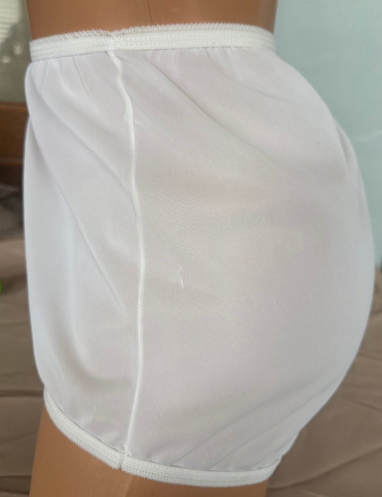 Vintage Dixie Belle White Sheer Nylon Hi-Waist Sissy Granny Panties Briefs 10