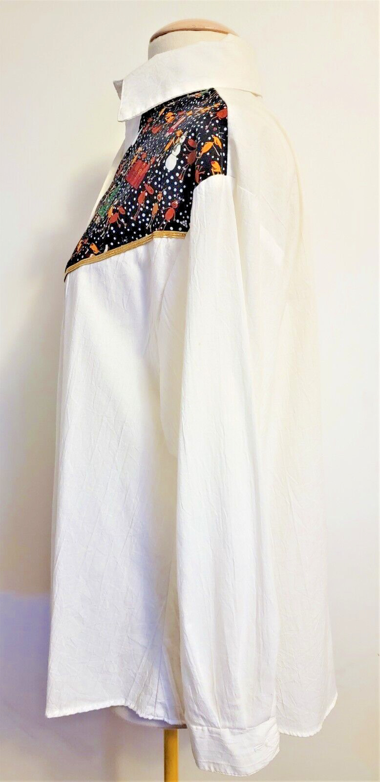 Vintage Western Christmas Tunic Shirt Women’s S/M White Black Reindeer Oversized