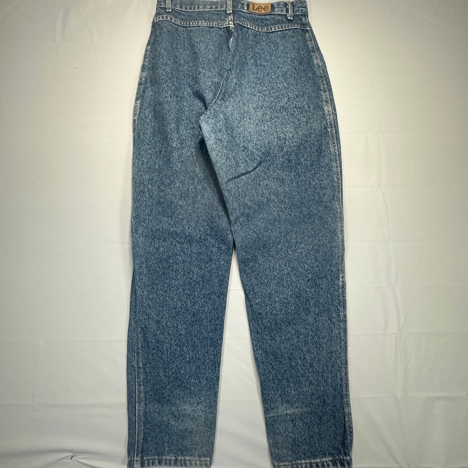 Vintage Lee High Waisted Pleated Mom Jeans Medium Wash Tapered Leg USA Made 16.5