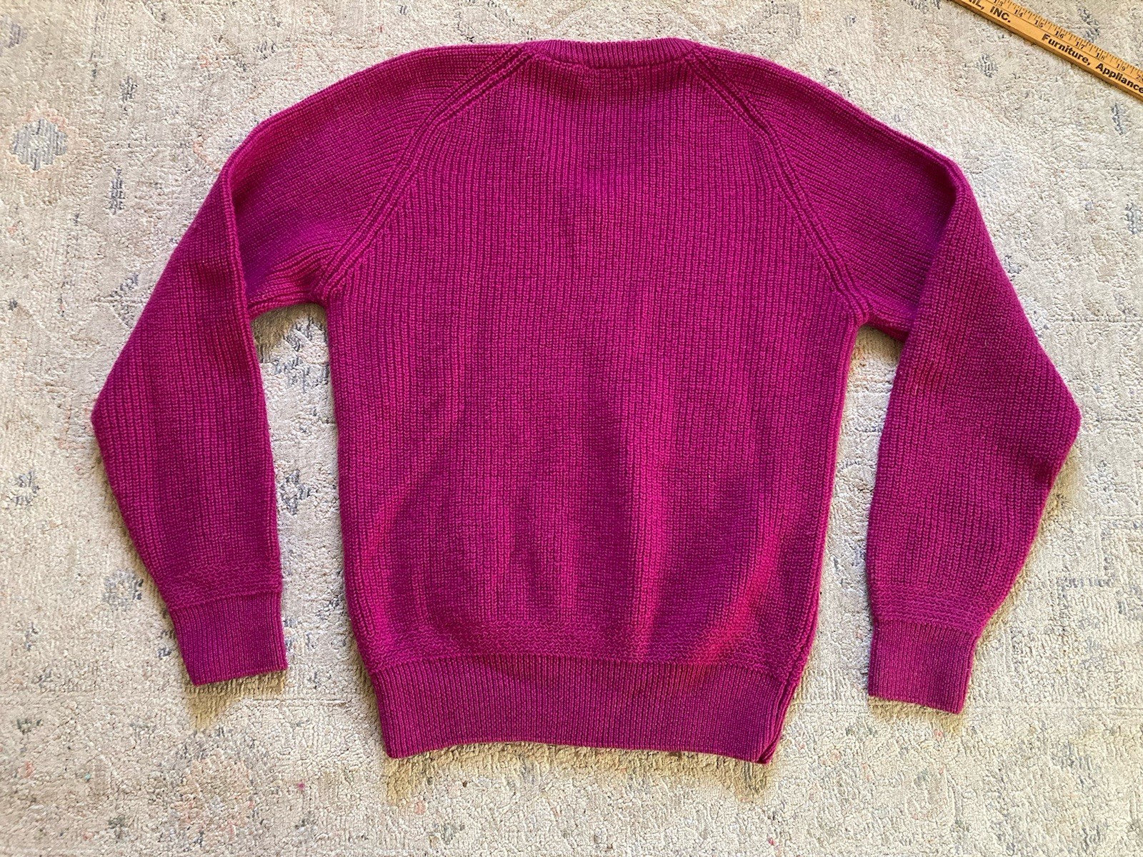 Vintage Wool Sweater XLT Chunky Fishermans Ribbed Knit 90s Preppy Pink Unisex