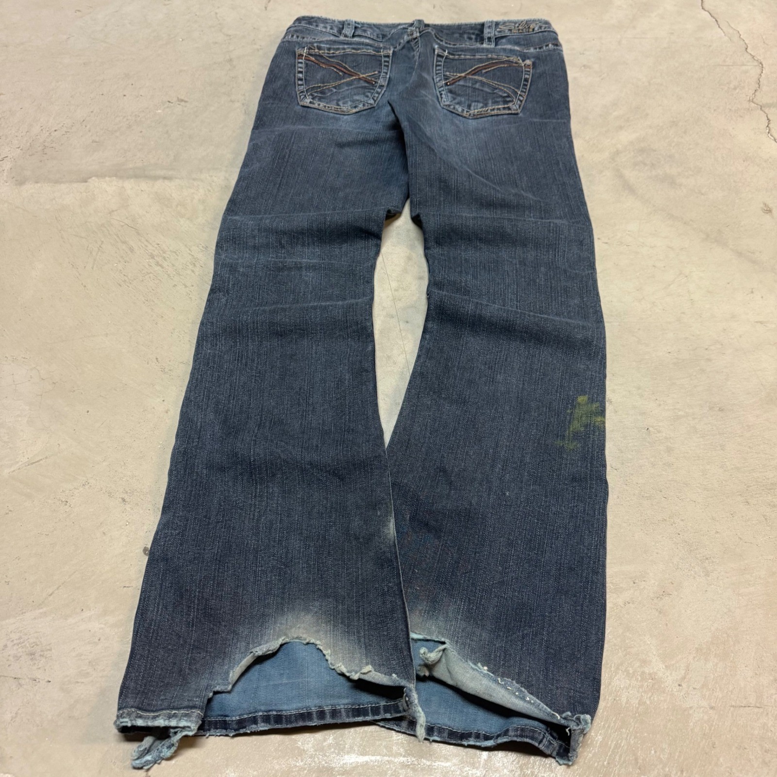 Vintage y2k Womens Silver Baggy Flare Jeans