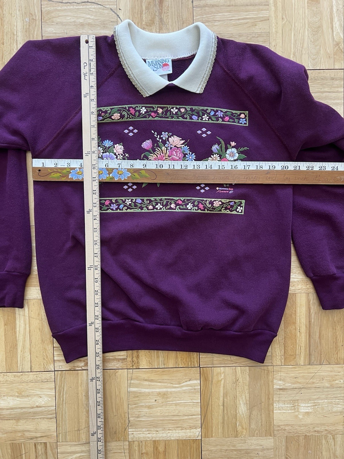Morning Sun 90s Grannycore Collared Crewneck Floral Sweatshirt Cottagecore Retro