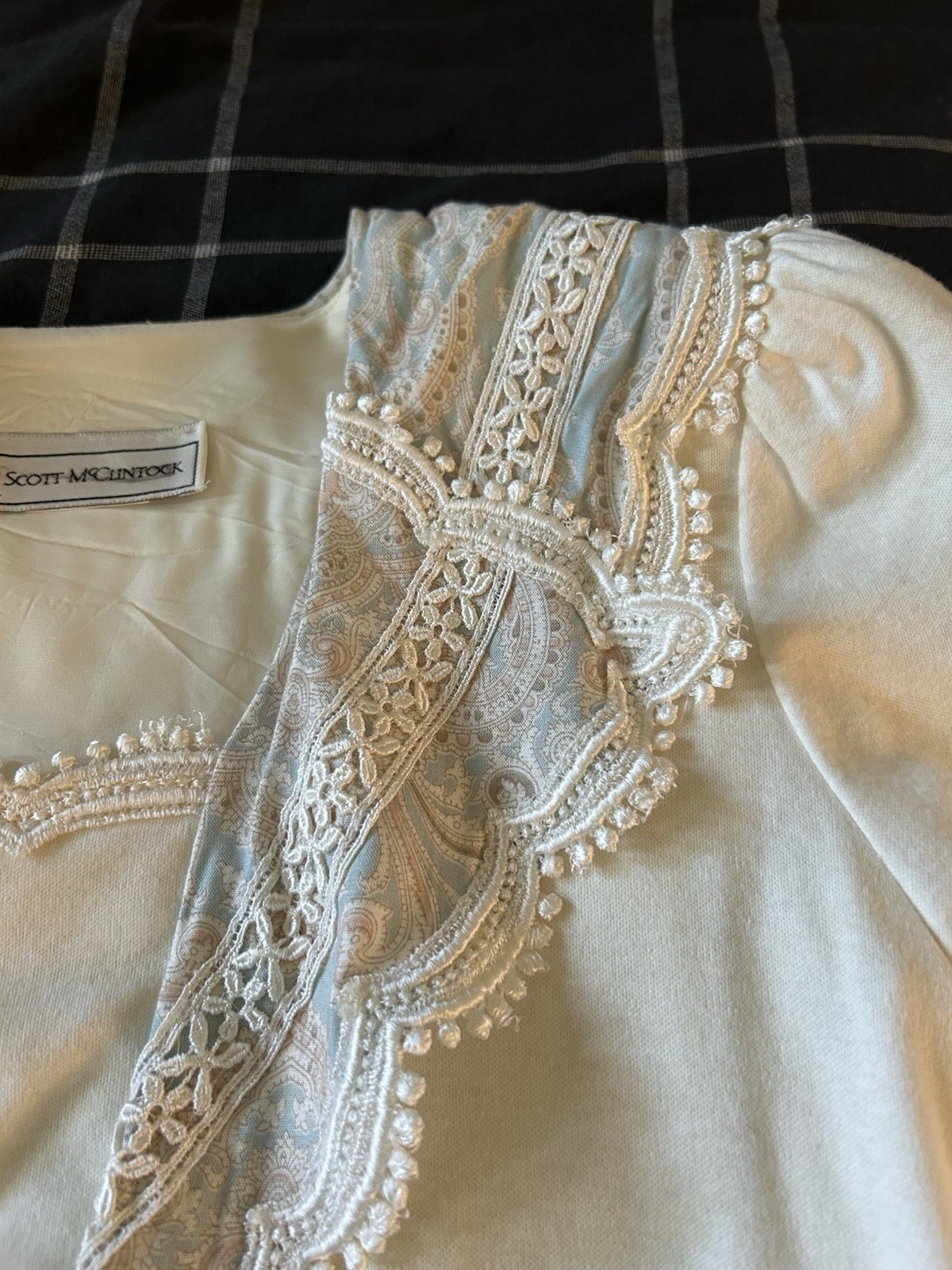Vintage Scott McClintock 2 pc Set Skirt Top Soft Cream Spring Cottage Core Chic