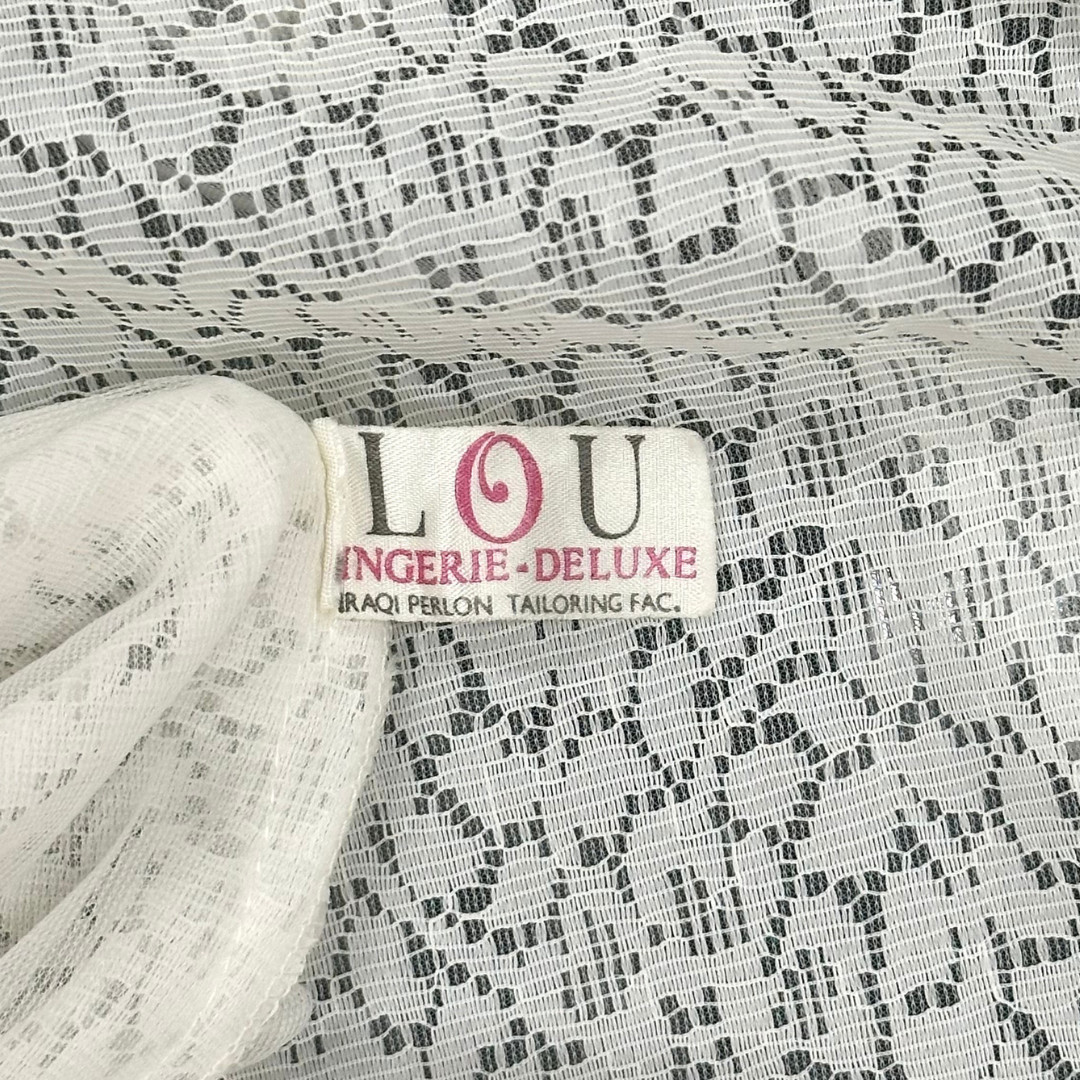 Vintage 70s LOU Lingerie Bridal Lace 2 Piece Set with Floral Motif