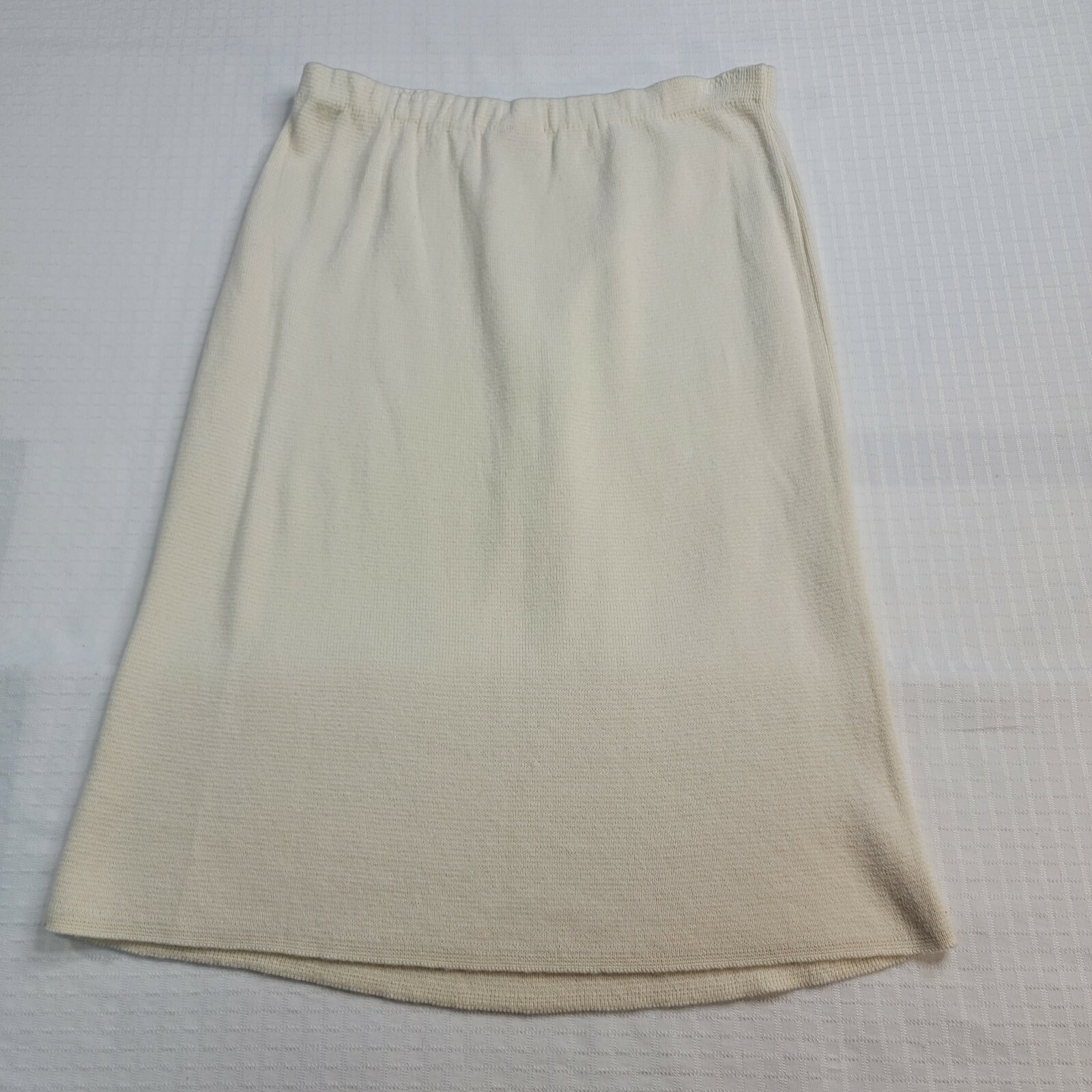 Womans Halston III Vintage Union Made Skirt petite large Ivory 100% Cotton USA