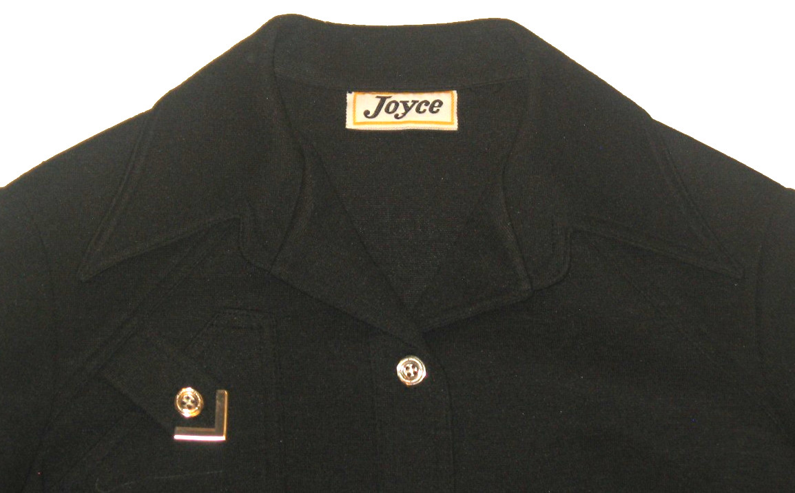 Vintage 1950s Joyce Black Knit Metal Buttons Rockabilly Jacket Rock Star Details