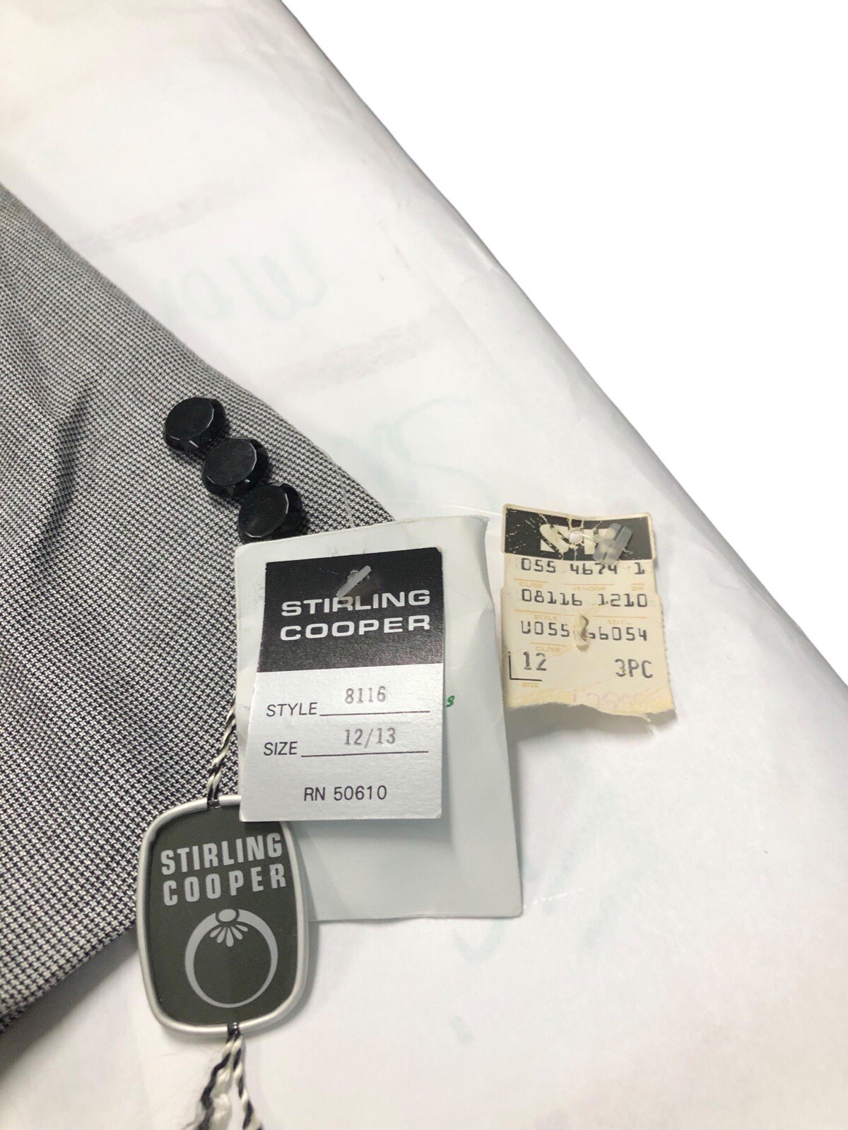 Vtg 80’s STIRLING COOPER New York 3 PC Suit Skirt Top Size 12 13 Gray New Tags