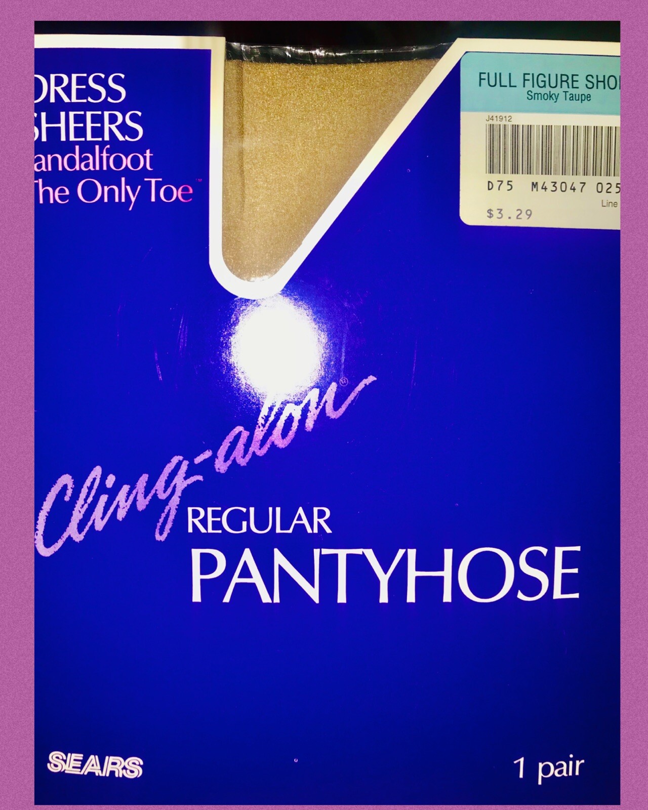 NEW Sears Cling-alon Regular PANTYHOSE Sandalfoot FULL FIGURE SHORT Smokey Taupe