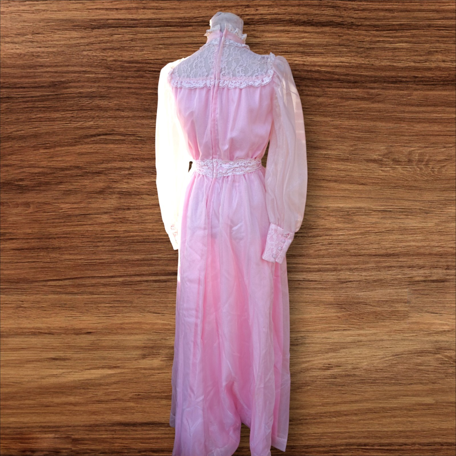 Victorian Dress Women’s Gown Longsleeve Sheer Chiffon High Collar Prrarie