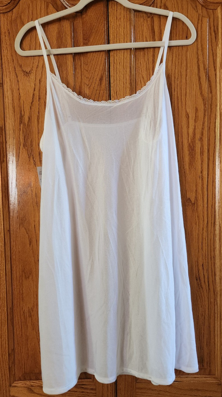 Underscore Full Dress Slip Womens White Nylon Chemise NWT Unworn