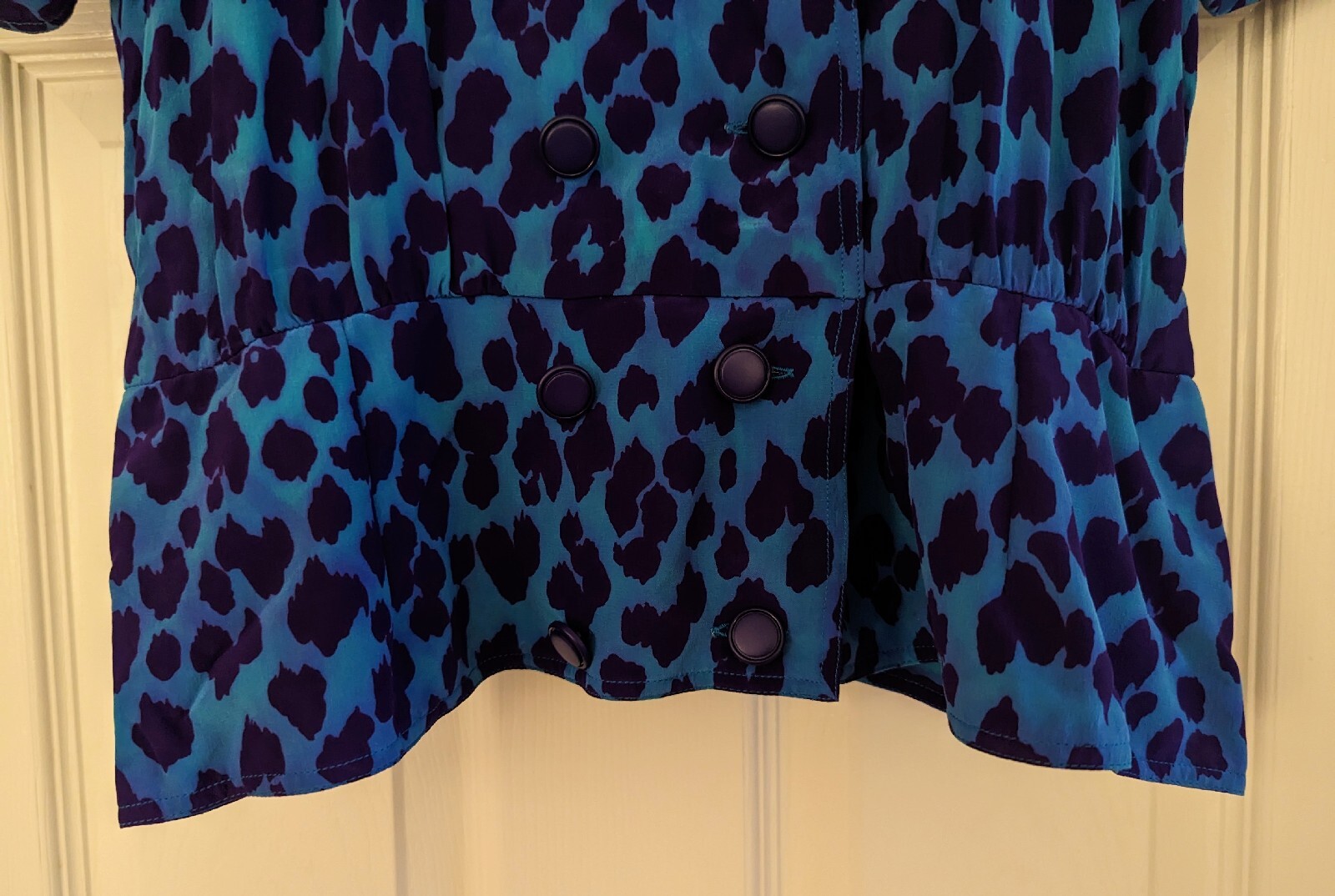 Vintage Jean Louis Scherrer Boutique JLS Animal Print Blouse Blue/Purple 42