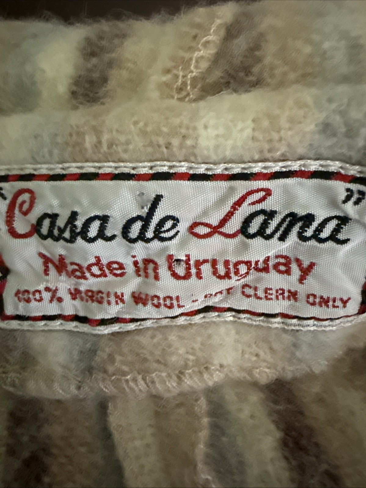 Vintage 70s Casa de Lana Wool Striped Hooded Coat Tie Sz 7 HTF pl