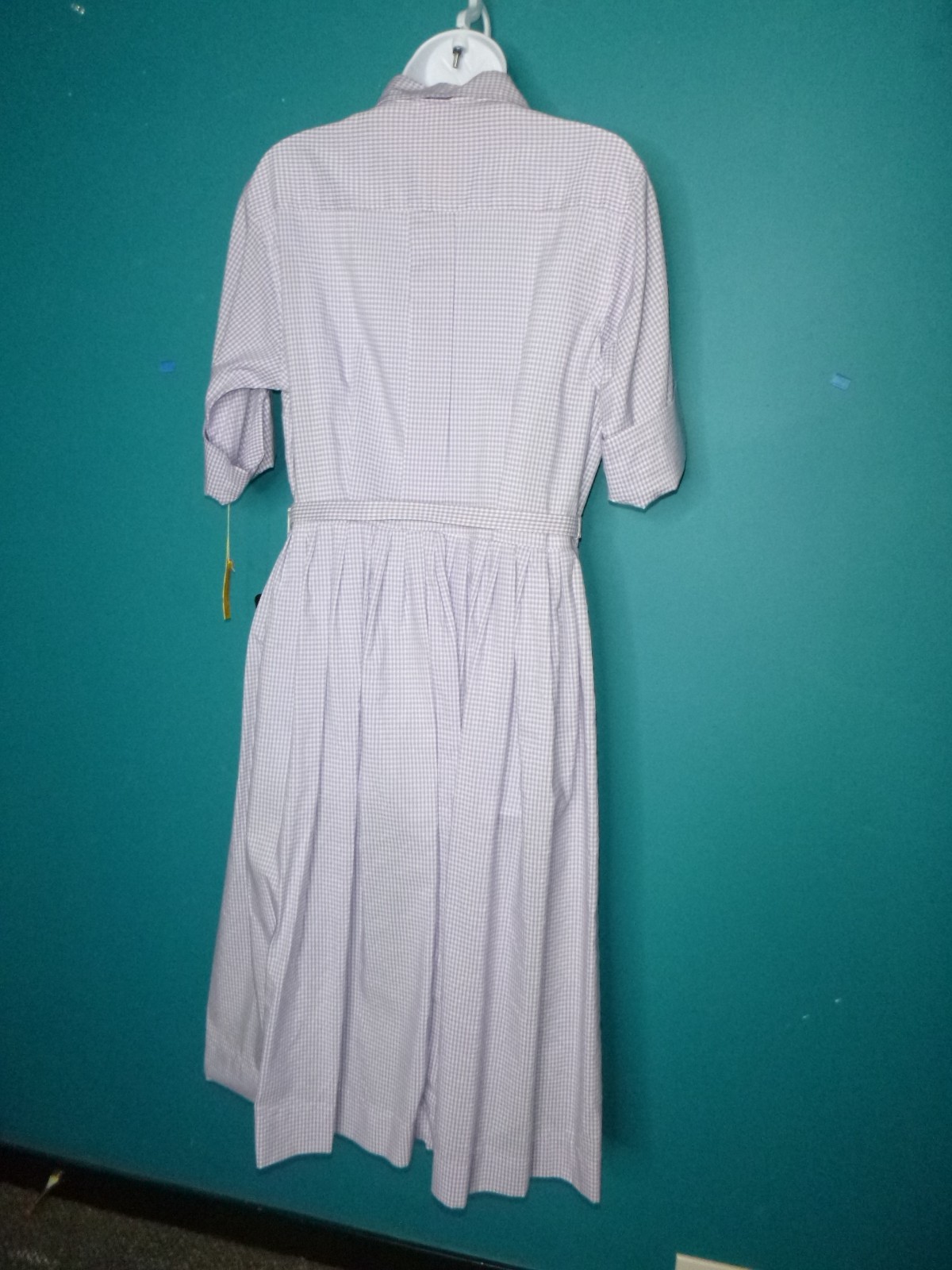 NOS Vtg 60s Shirtwaist Dress Lilac Gingham W/ Belt Sz 20 XL/XXL *VOLUP*