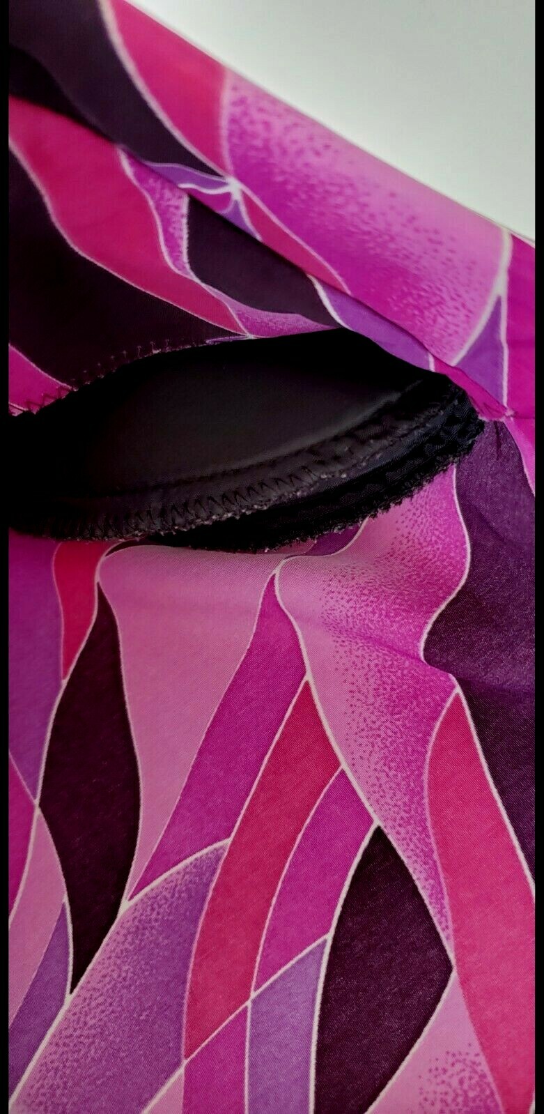 Vintage KENSINGTON SQUARE Purple Black Pink Abstract Top Shoulder Pads SZ Small