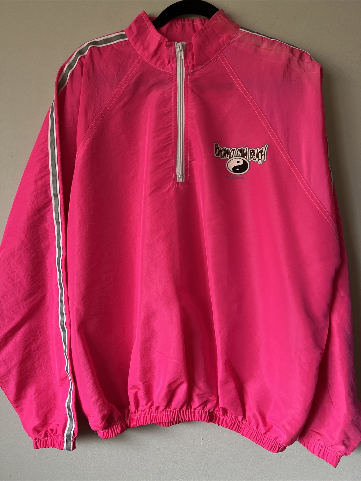 Vintage 90s SURF STYLE Panama City Beach Windbreaker Ying Yang One Size Y2K
