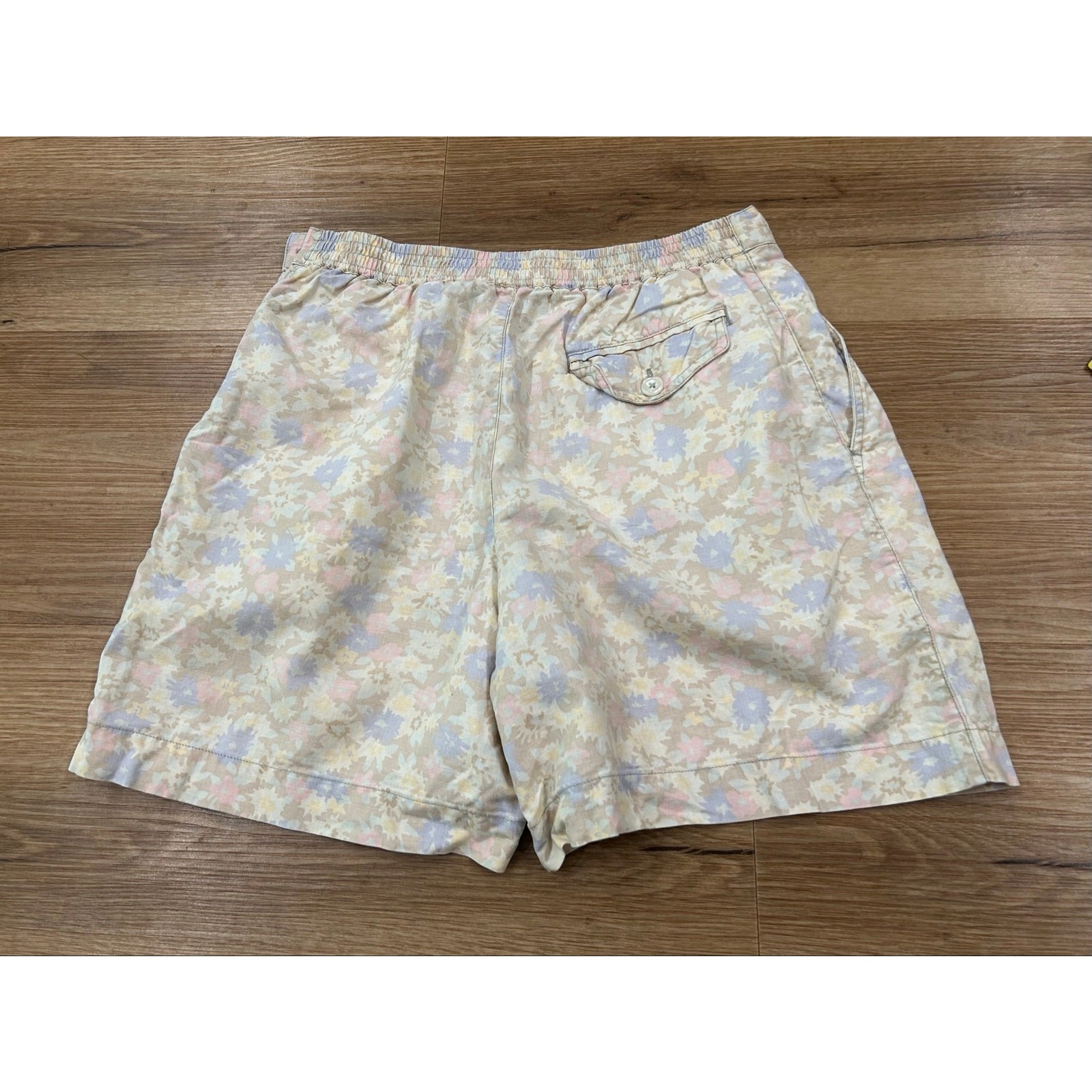 Coastal Grandmother Cottagecore Floral Linen Blend Shorts 28” Waist Petite 8 ^
