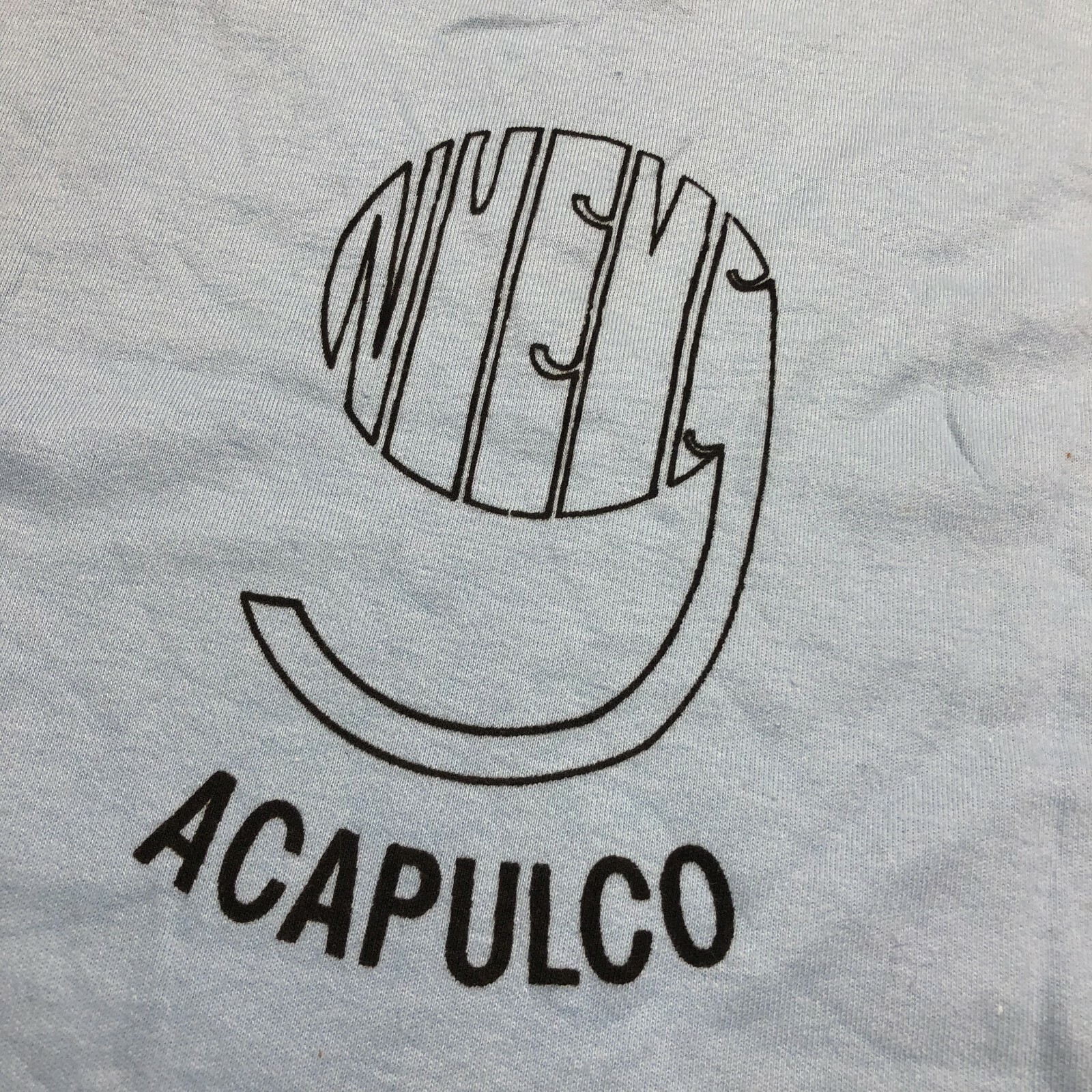 Vintage Shato Acapulco Double Sided Single Stitch Sleeveless Large Blue T Shirt