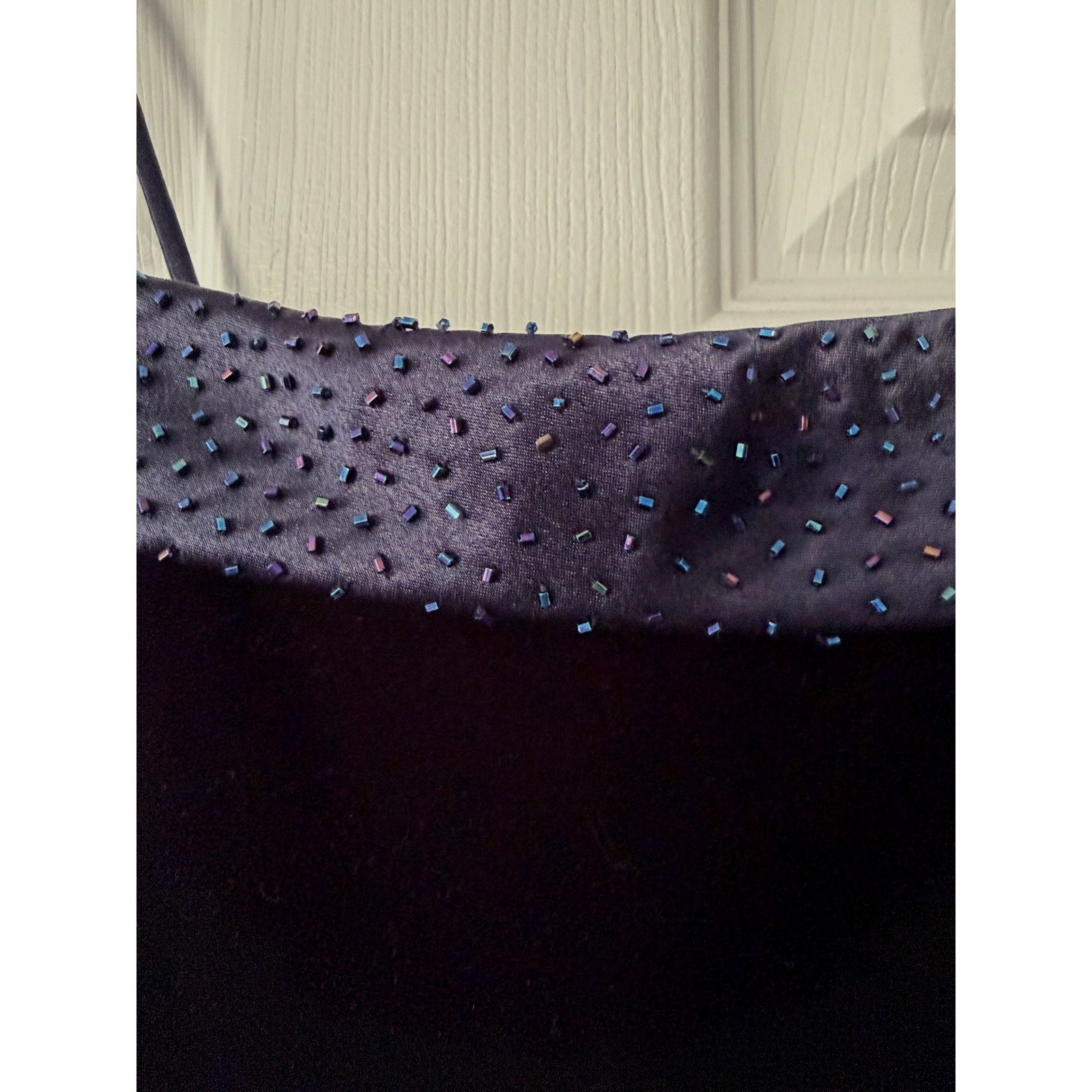 J.R. Nites Navy Blue Velvet Beaded Maxi Dress and Bolero Jacket Set Vintage 10