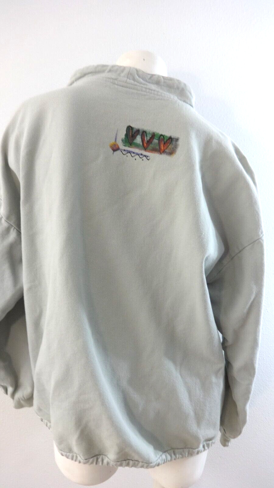 WEK WOMEN’S VINTAGE COTTON CANVAS CAT THEMED SHIRT SIZE L